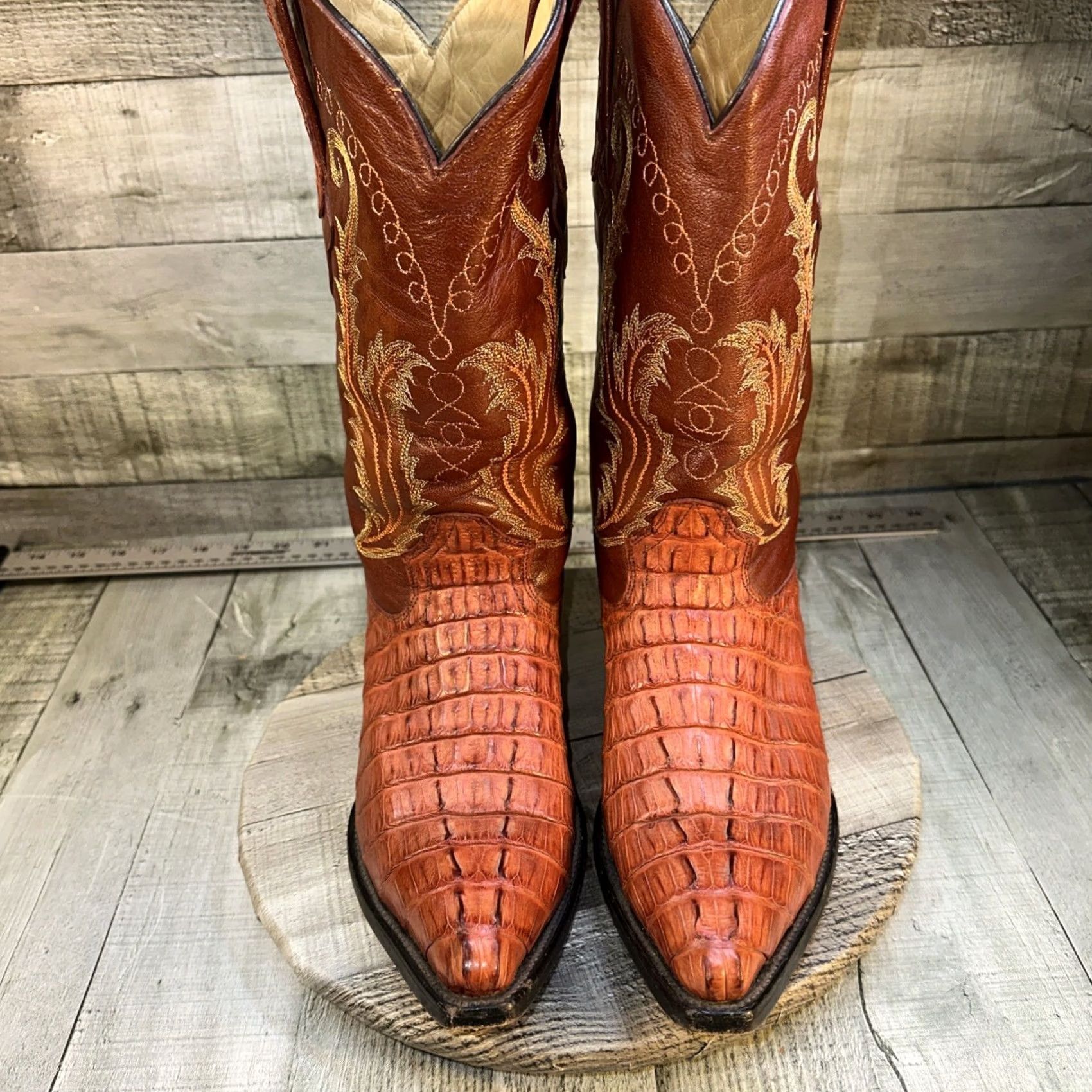 Vintage VINTAGE Cuadra Wild West Caiman Belly Cowboy Boots Men’s 8 USA Brown Leather Western USA 1904 Mens Boots Size US 8 / EU 41 - 7 Thumbnail