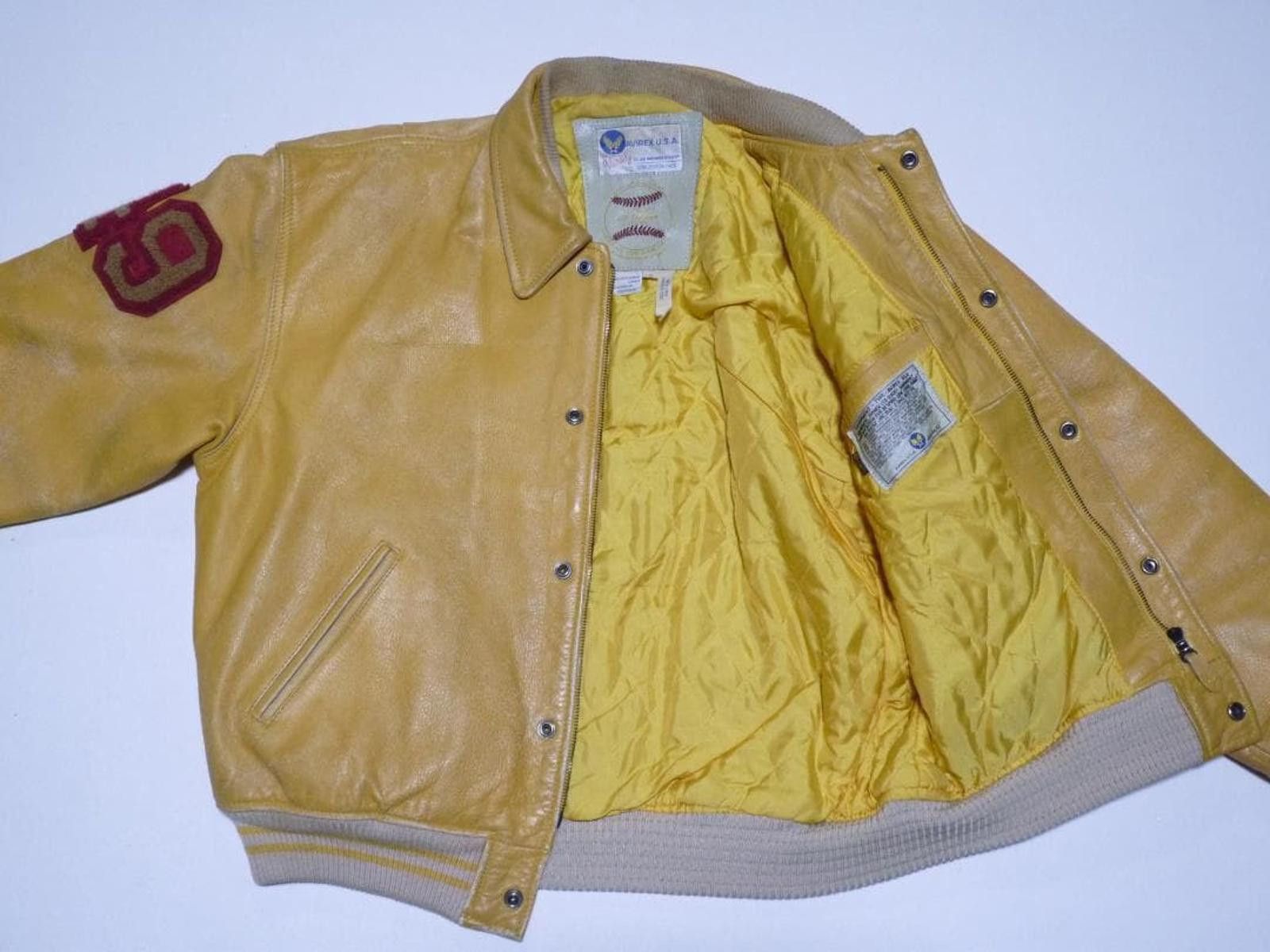 Avirex AVIREX - Vintage Yellow Leather Varsity Jacket with Embroide Size US M / EU 48-50 / 2 - 4 Thumbnail