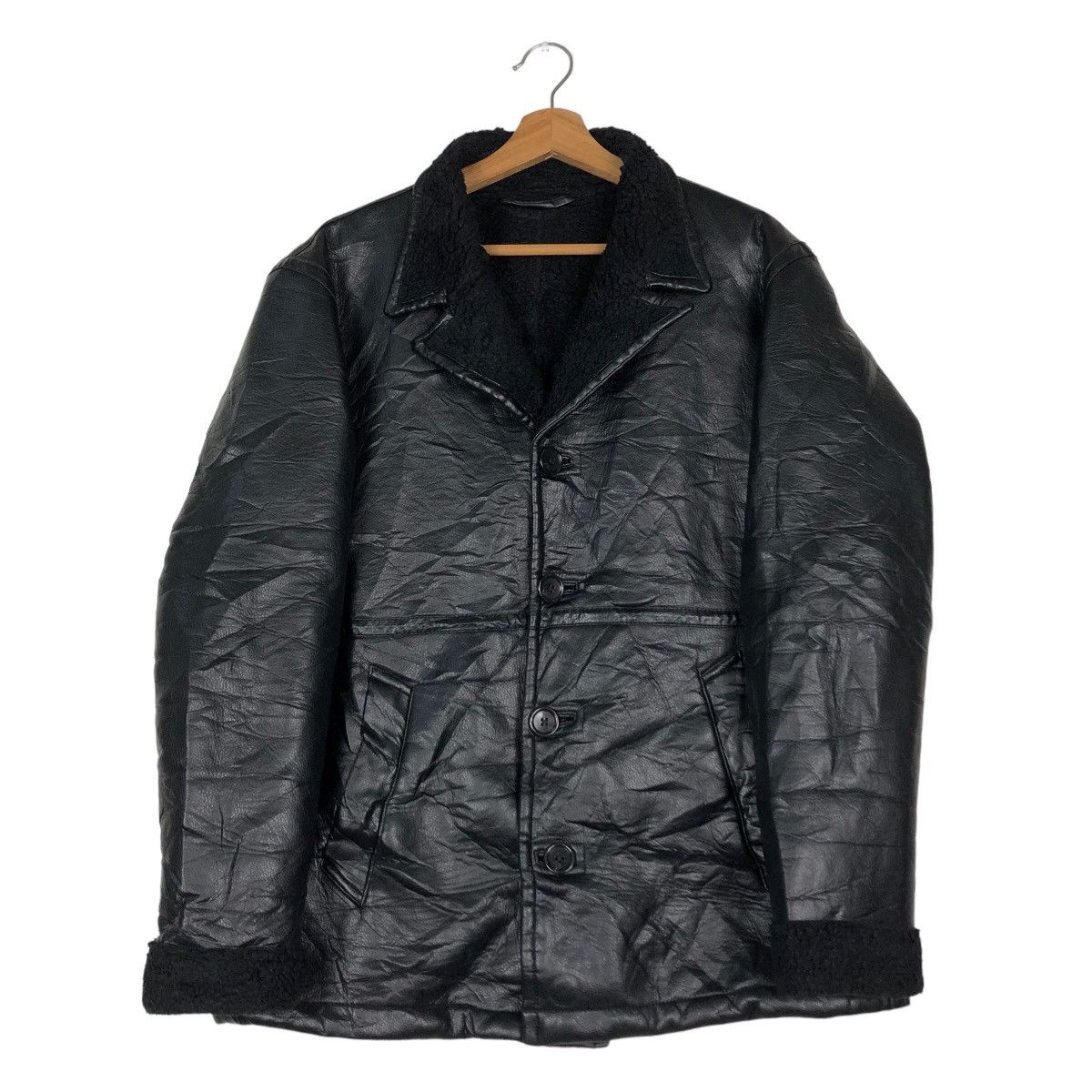 Japanese Brand 🔥Vintage Shearling Genuine Leather Jacket GU Issey Miyake Size US M / EU 48-50 / 2 - 1 Thumbnail