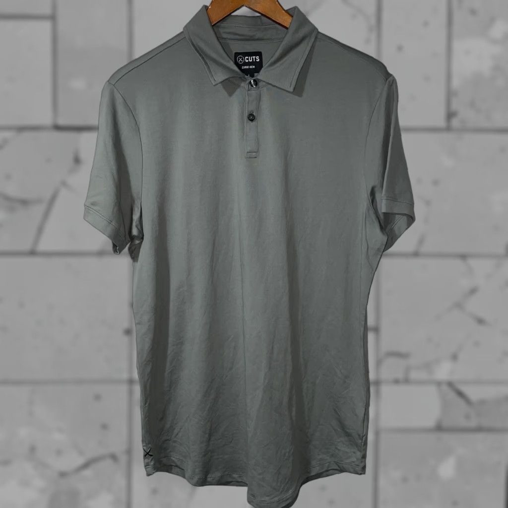 Cuts Cuts Polo Shirt Gray Pima Cotton Blend Curve-Hem Mens L Size US L / EU 52-54 / 3 - 1 Thumbnail
