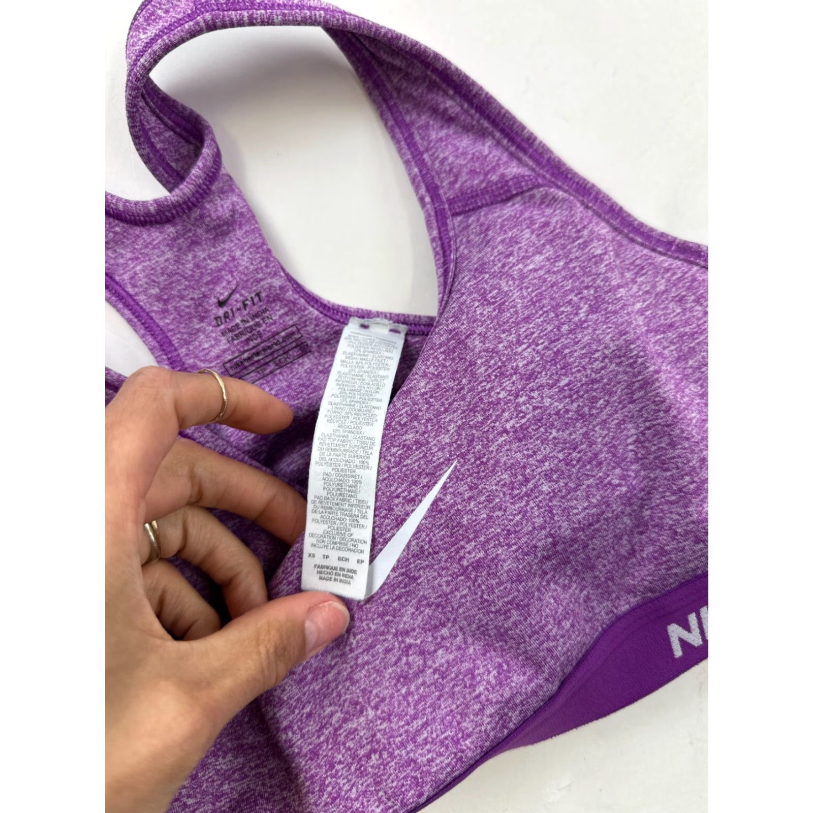 Nike Nike Sports Bra Womens XS Purple Dri Fit Workout Activewear Support Lightweight Size ONE SIZE - 4 Thumbnail