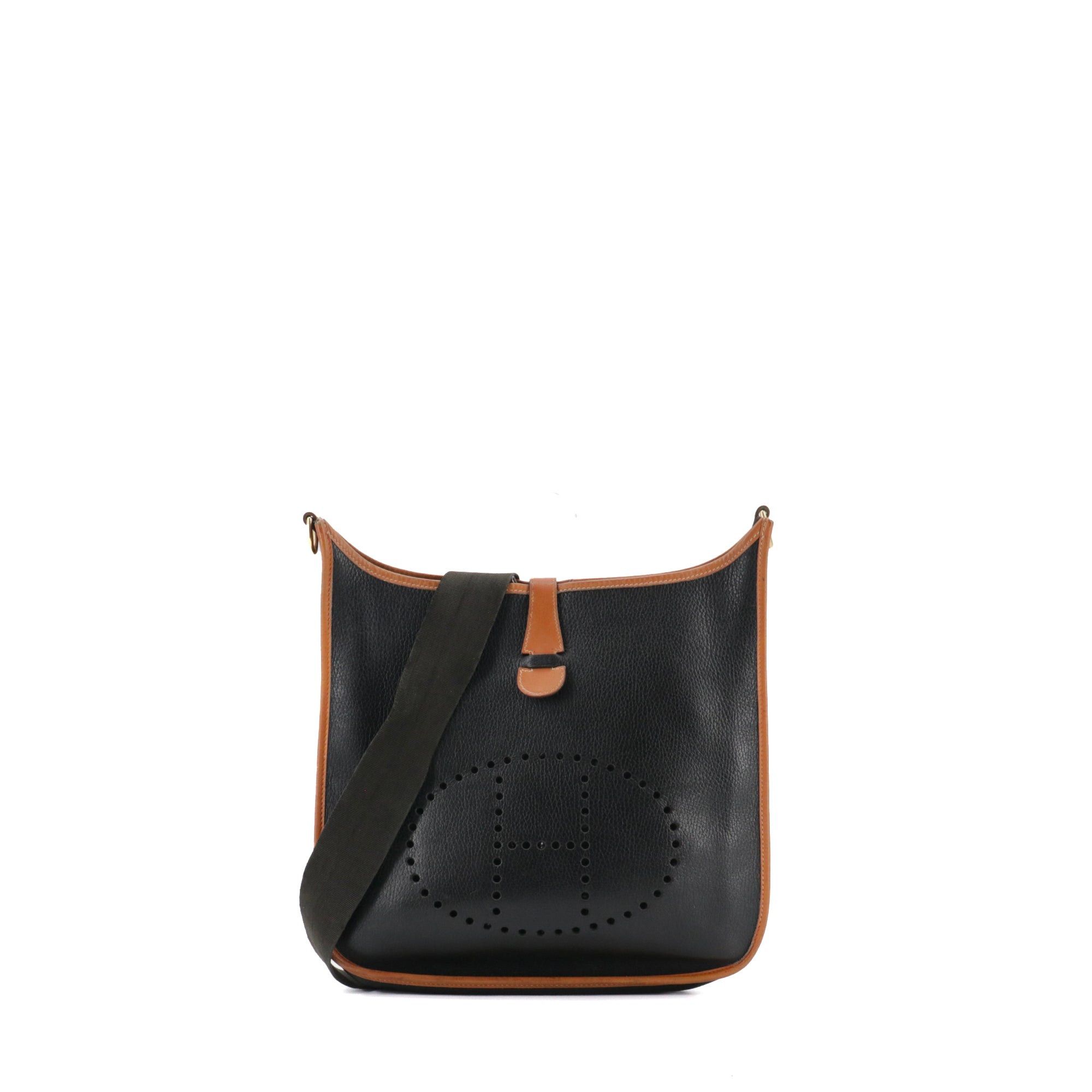 Hermes HERMÈS - Evelyne III Hermès shoulder bag in black and gold clemence leather Size ONE SIZE - 1 Thumbnail