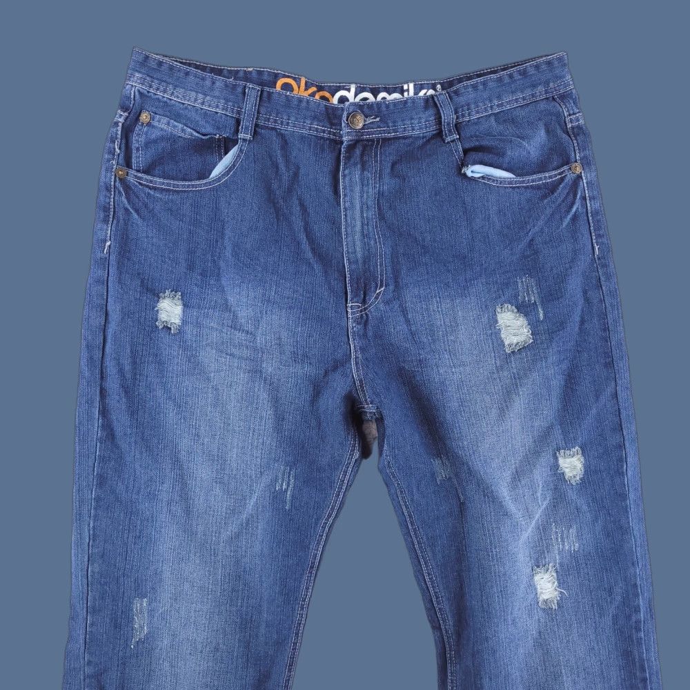 Akademiks Akademiks Jeans Mens 38x33 Blue Distressed Ripped 90s Hip Hop Straight Jeans Mens Size US 38 / EU 54 - 1 Thumbnail