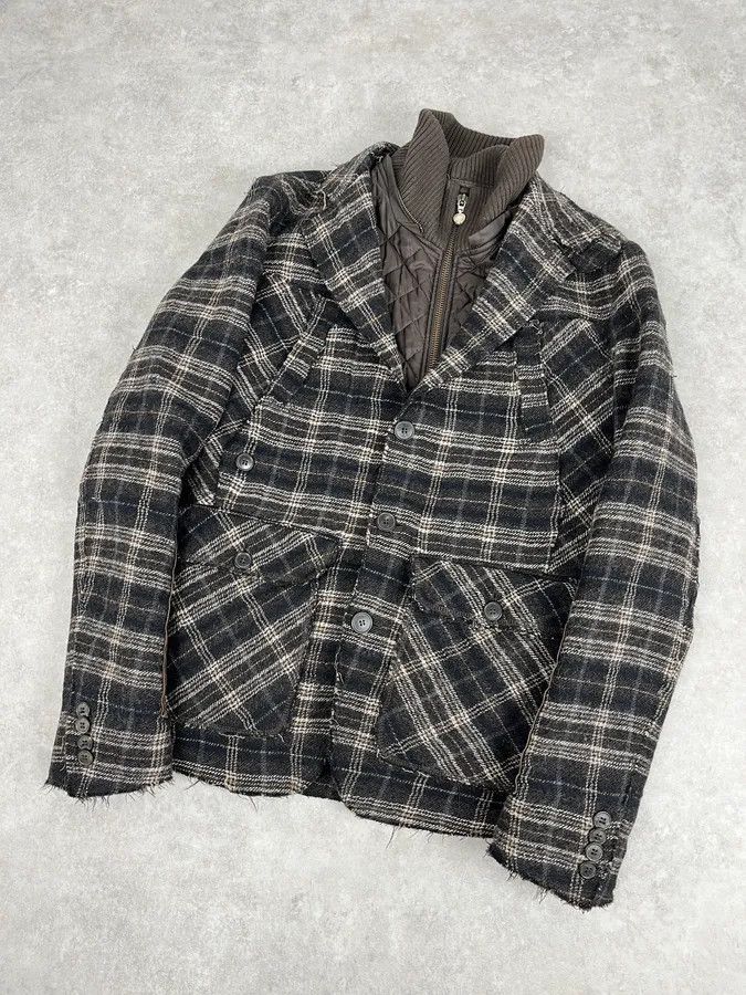 Dolce & Gabbana 2000s Dolce & Gabbana Brown Checkered Hybrid Wool Jacket Size 44R - 5 Thumbnail