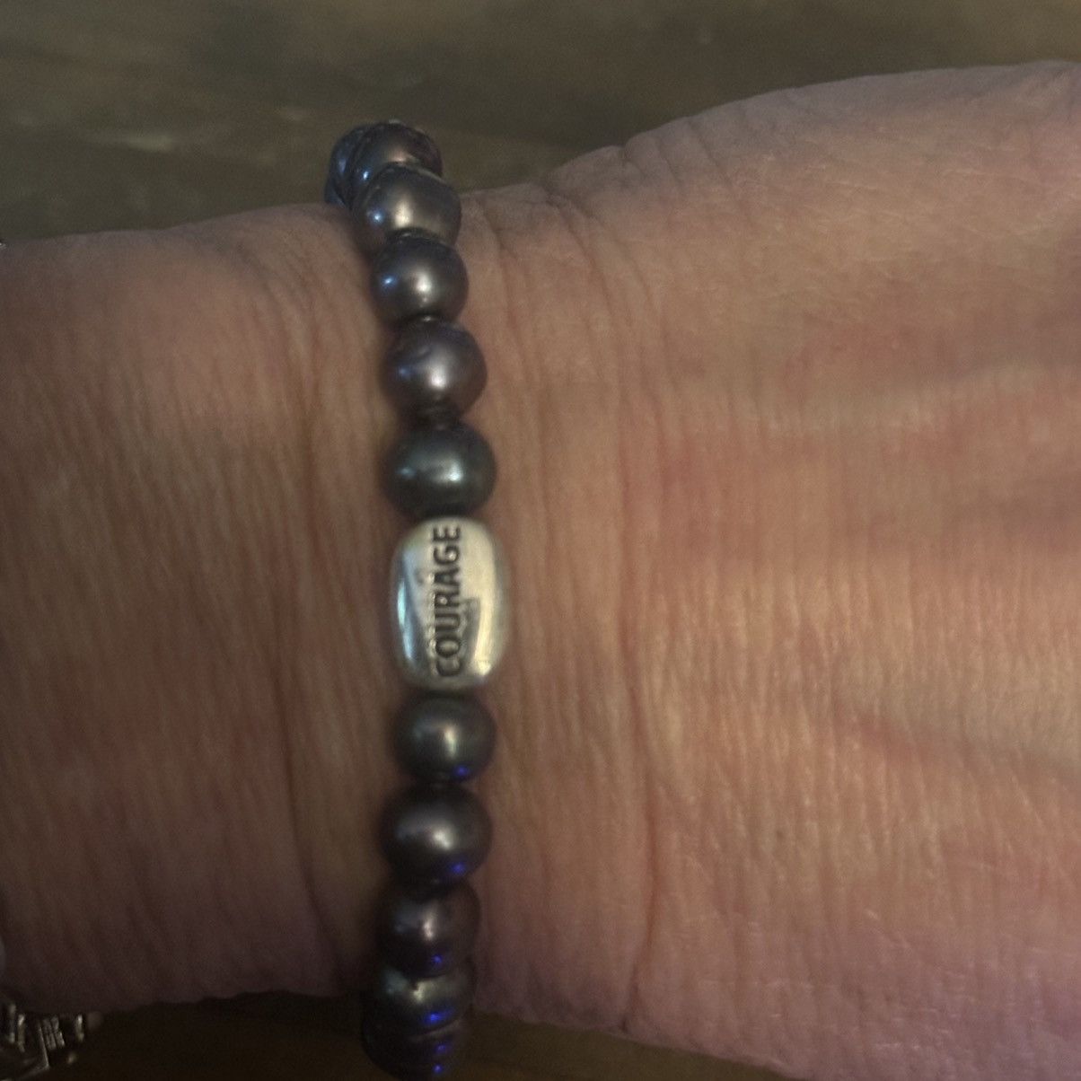 Other Sterling black freshwater pearl bead Courage bracelet Size ONE SIZE - 4 Thumbnail