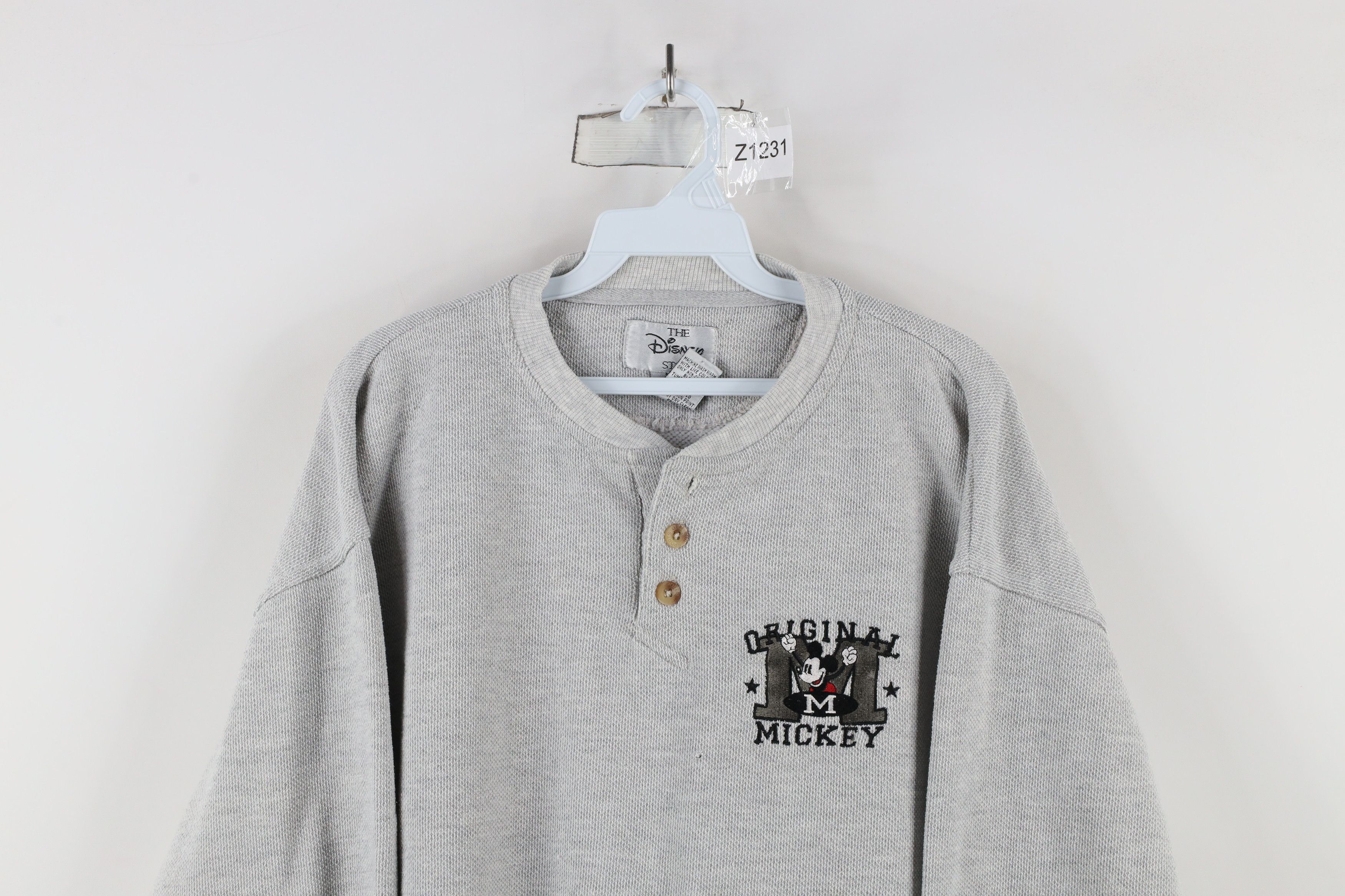 Disney × Vintage Vintage 90s Disney Mickey Mouse Thermal Henley Sweatshirt Size US XL / EU 56 / 4 - 2 Thumbnail