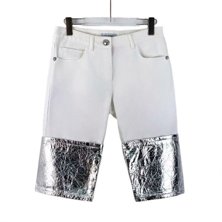 Chanel Chanel White Sequin Cotton Capri Pants Size 38" / US 16 / IT 52 - 1 Thumbnail