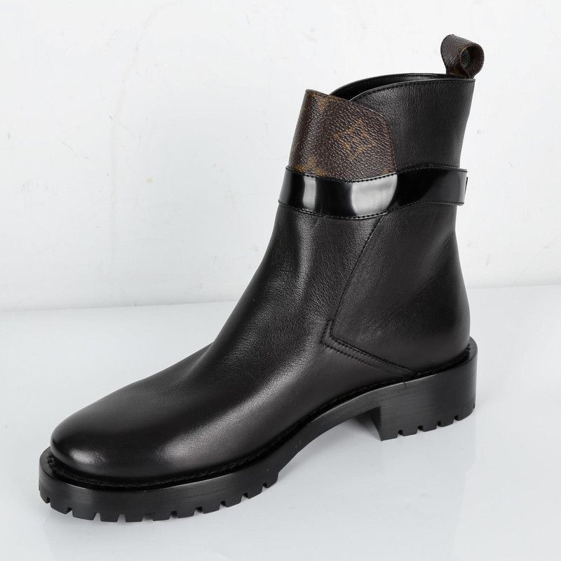 Louis Vuitton Louis Vuitton Black Leather Ankle Boots with Metal Buckle - Size US 6.5 / EU 39-40 - 3 Thumbnail