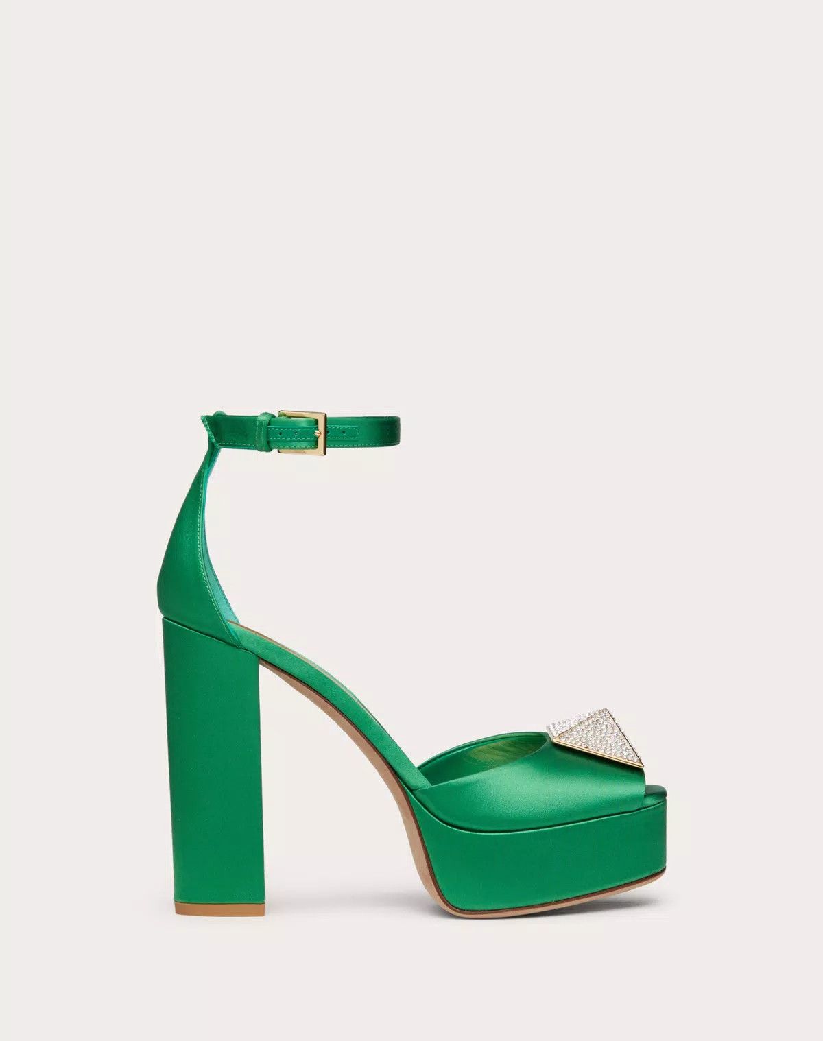 Valentino o1s1wg111125 One Stud Open-toe Satin Platform Pumps in Green Size US 7.5 / IT 37.5 - 1 Thumbnail