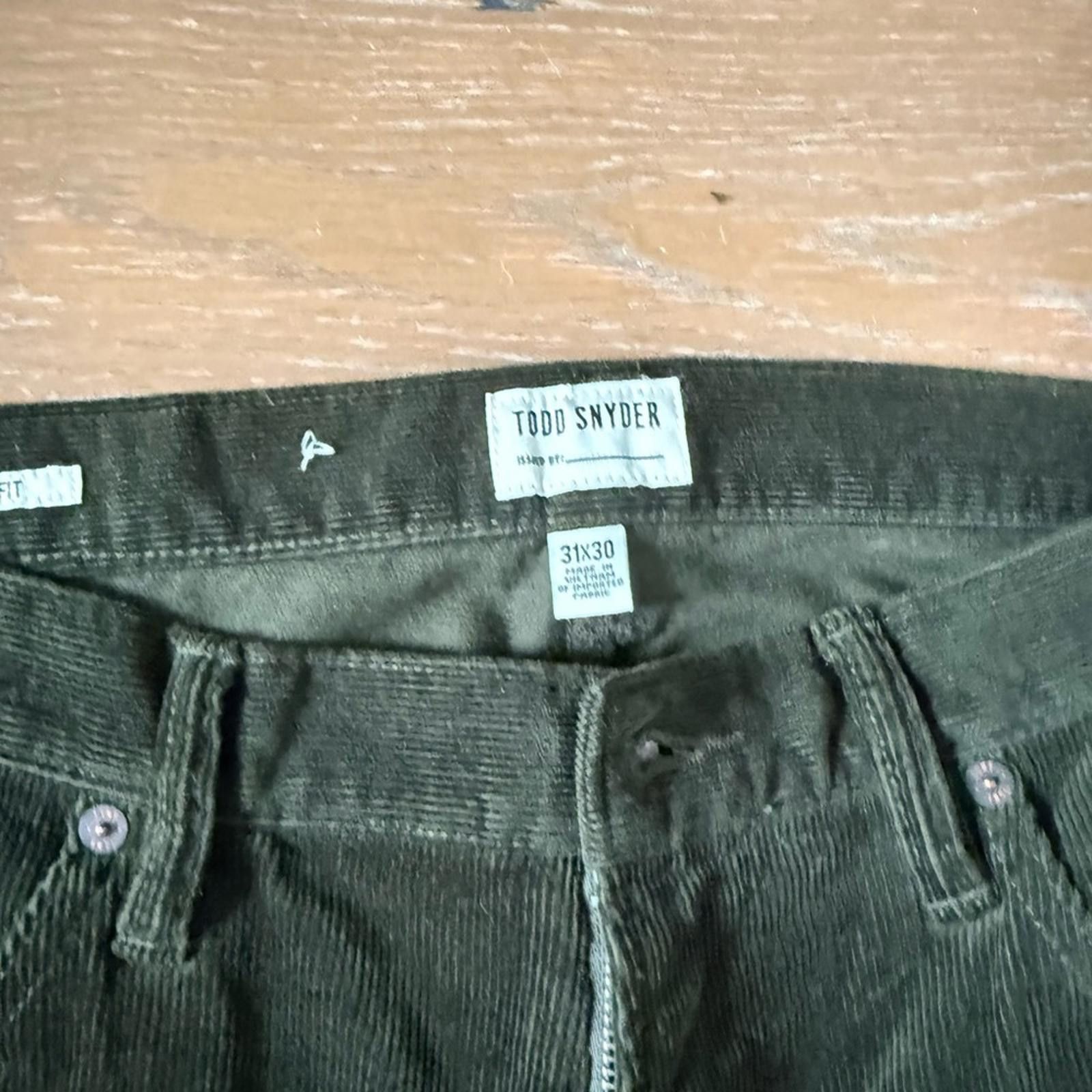 Todd Snyder 31x30 Olive Green Slim 5-Pocket Corduroy Pant Size US 31 - 2 Thumbnail