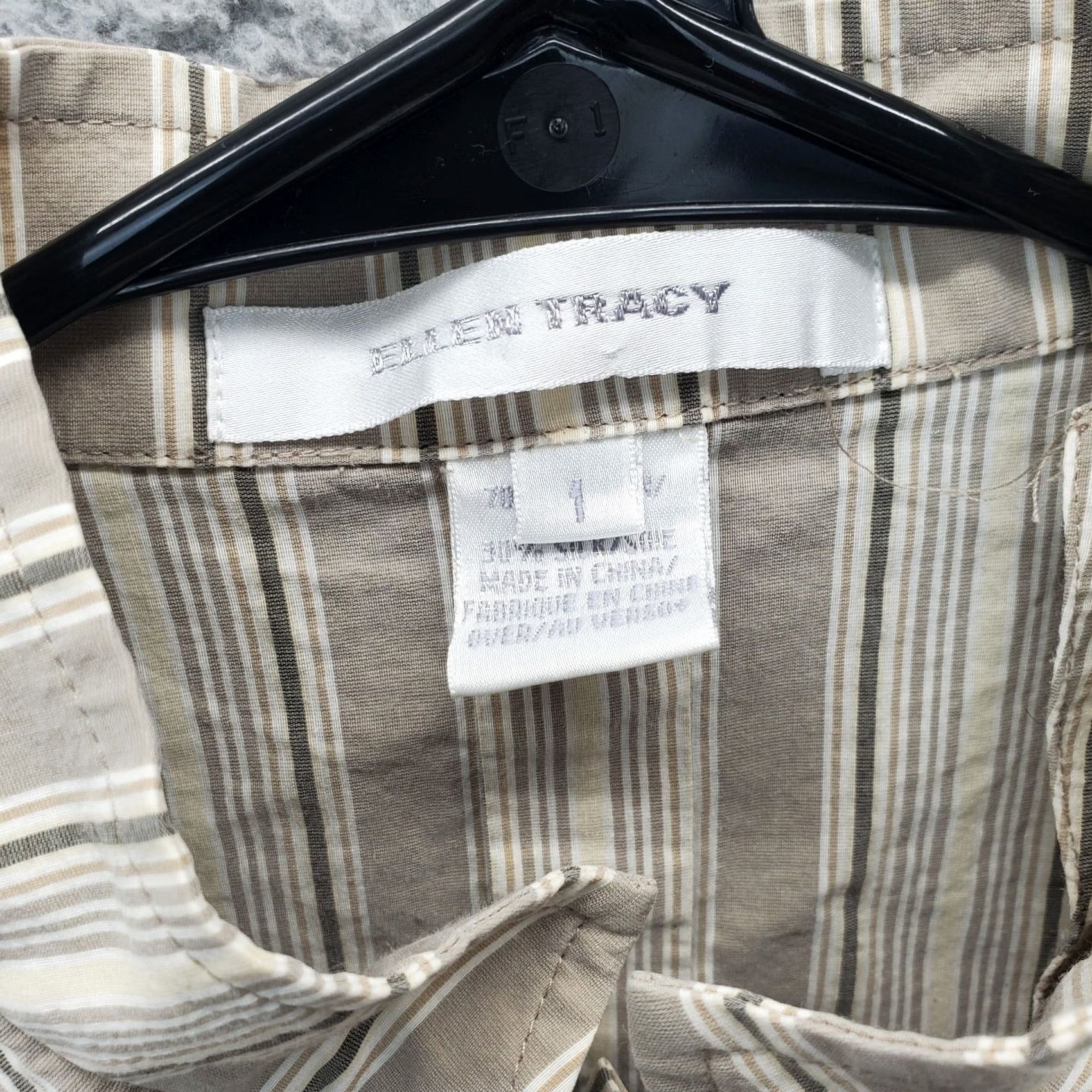 Ellen Tracy Ellen Tracy Mens Blouse Top Size 1 Multi Striped Cotton Regular Button Front Size XS / US 0-2 / IT 36-38 - 5 Thumbnail