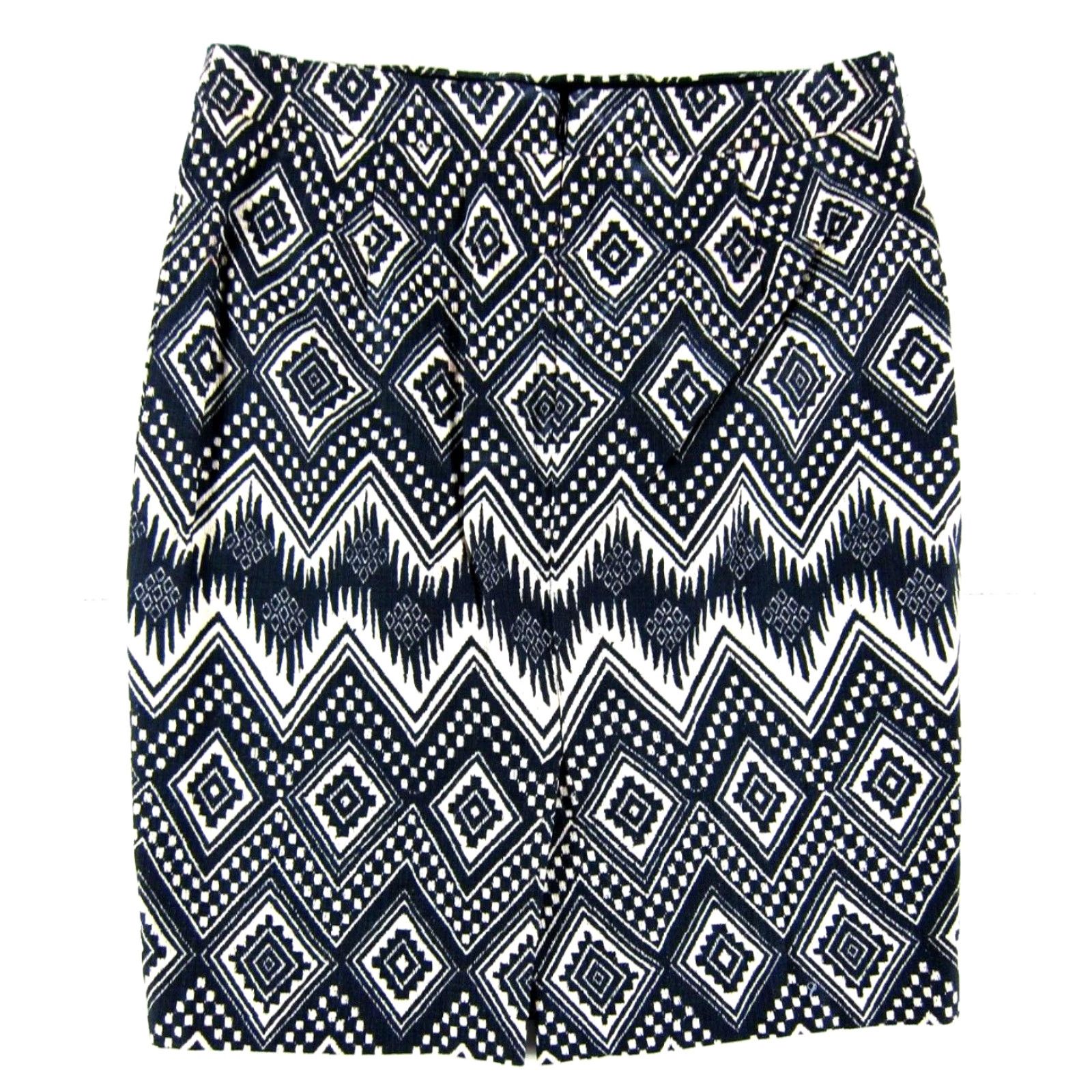 J.Crew J. Crew Black Ivory Chevron 100% Cotton Straight Pencil Work Skirt Women 4 Size 27" / US 4 / IT 40 - 2 Thumbnail