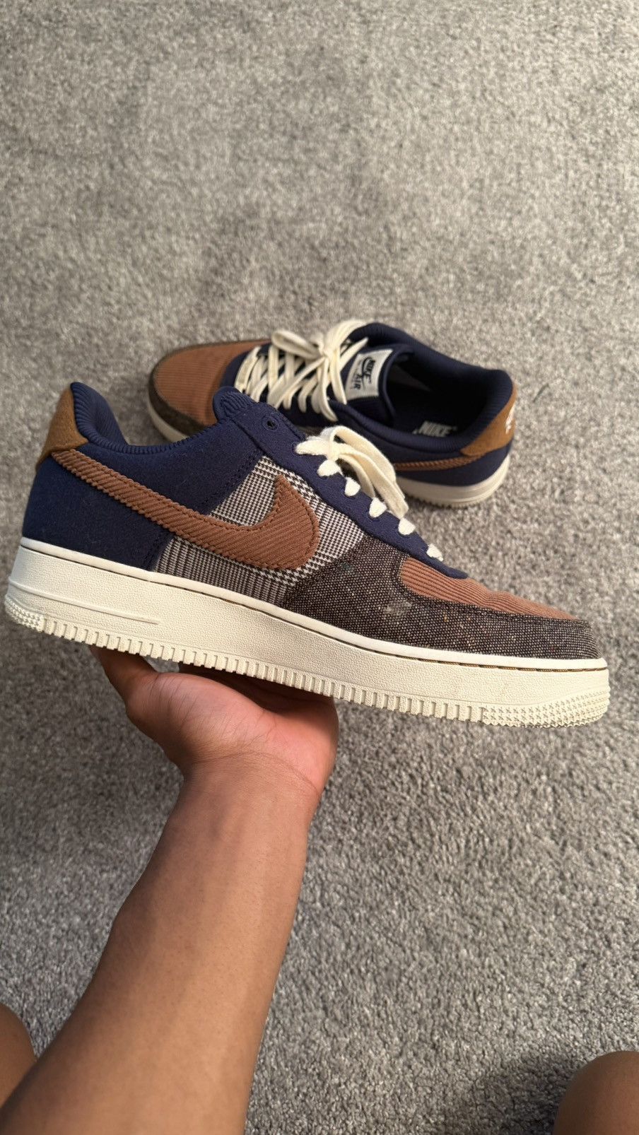 Nike Nike Air Force 1 Low Brown/Navy Plaid Size US 10 / EU 43 - 1 Thumbnail