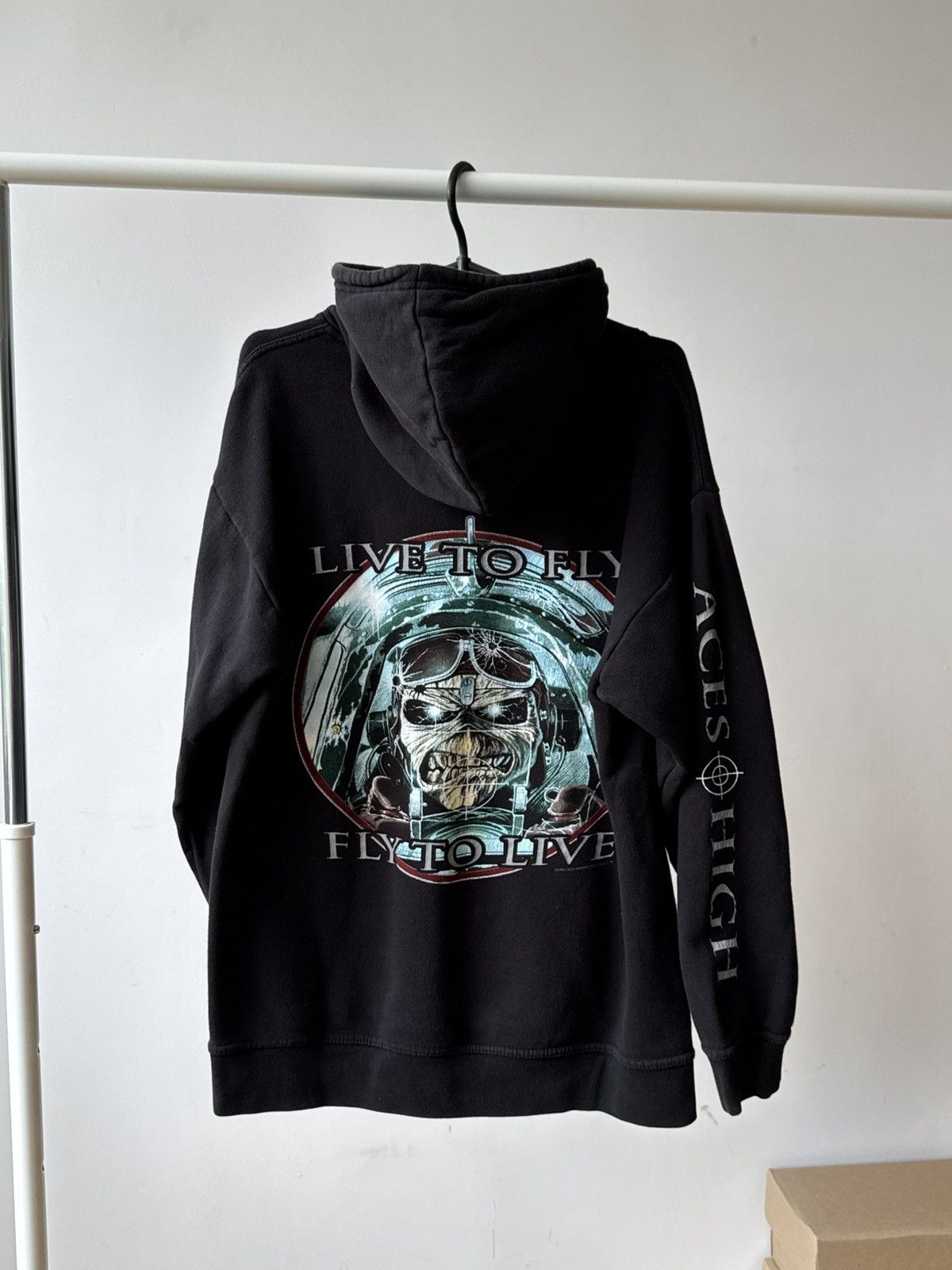 Iron Maiden Vintage Iron Maiden Aces High Live To Fly Fly To Live Hoodie Size US L / EU 52-54 / 3 - 1 Thumbnail