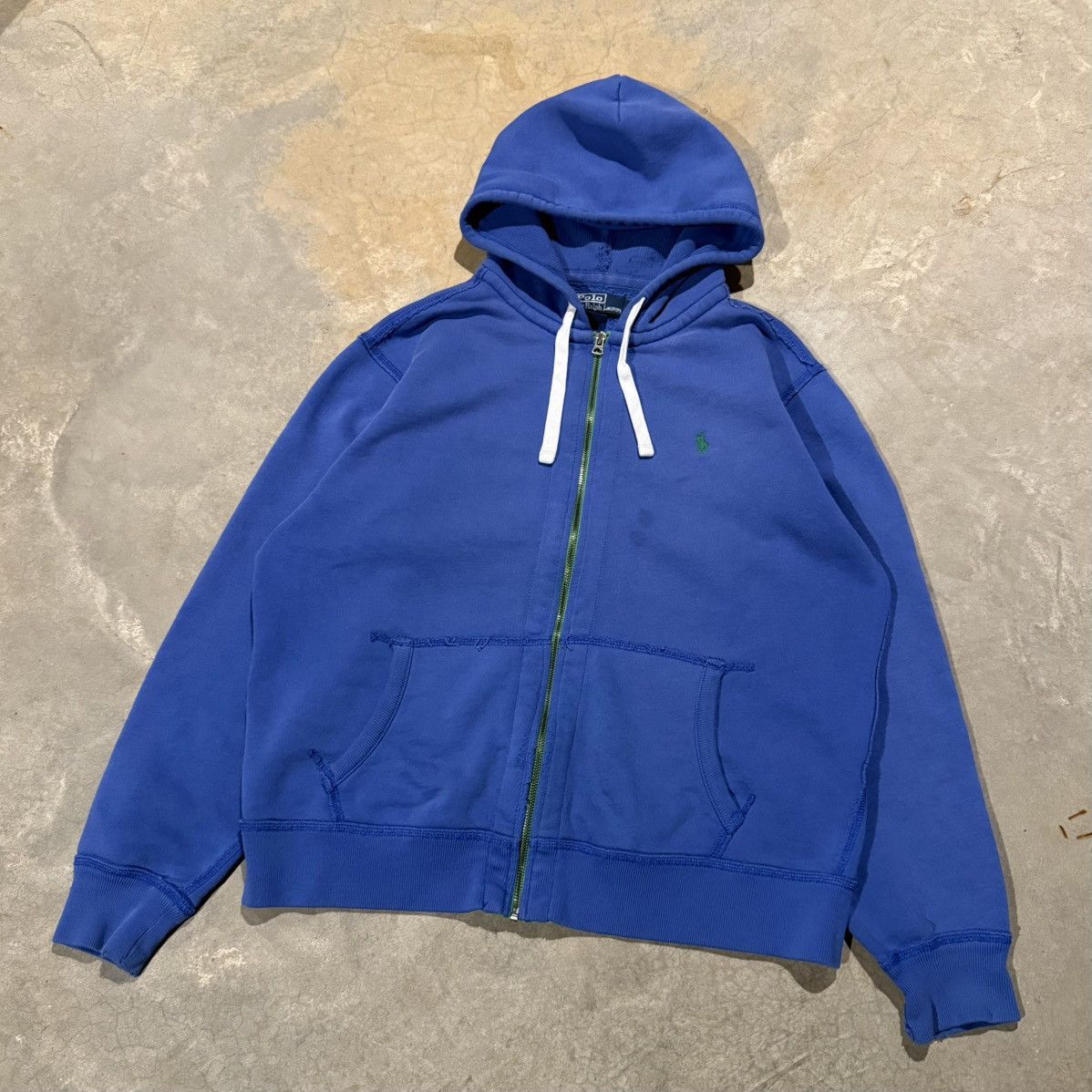 Polo Ralph Lauren Vtg 2000s Polo Ralph Lauren Faded Distressed Zip Up Hoodie Size US L / EU 52-54 / 3 - 2 Thumbnail