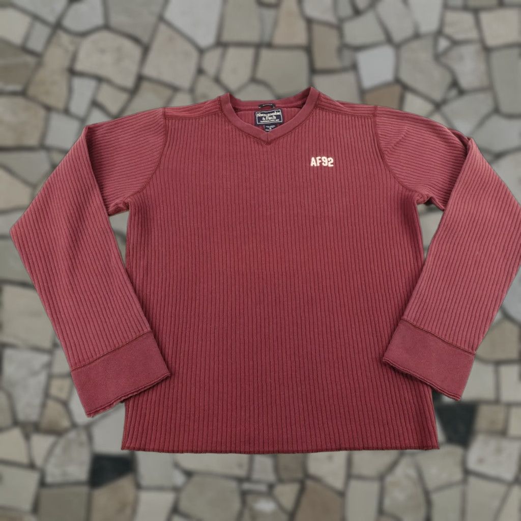 Abercrombie & Fitch VINTAGE Abercrombie & Fitch Shirt Mens XL Red Thermal V-Neck Knit T-Shirt Outdoor Preppy 90s Mens Size US XL / EU 56 / 4 - 1 Thumbnail