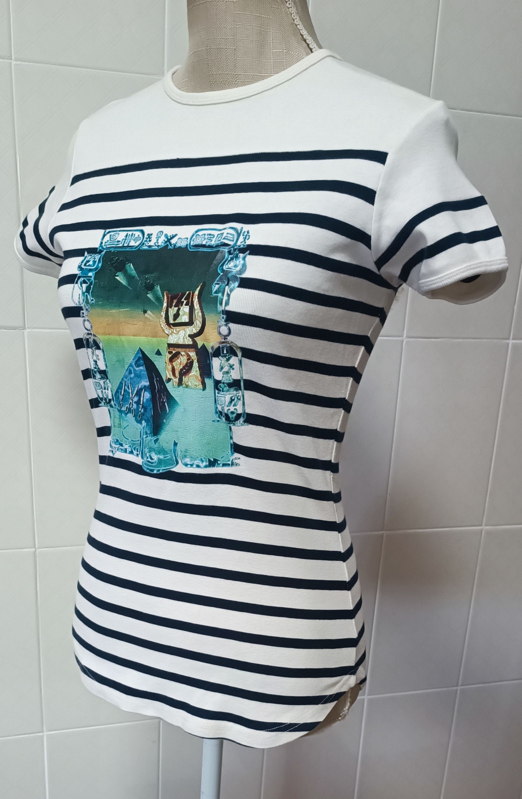 Jean Paul Gaultier SS 1997 - Rare Egyptian and Navy stripes top Size S / US 4 / IT 40 - 25 Thumbnail