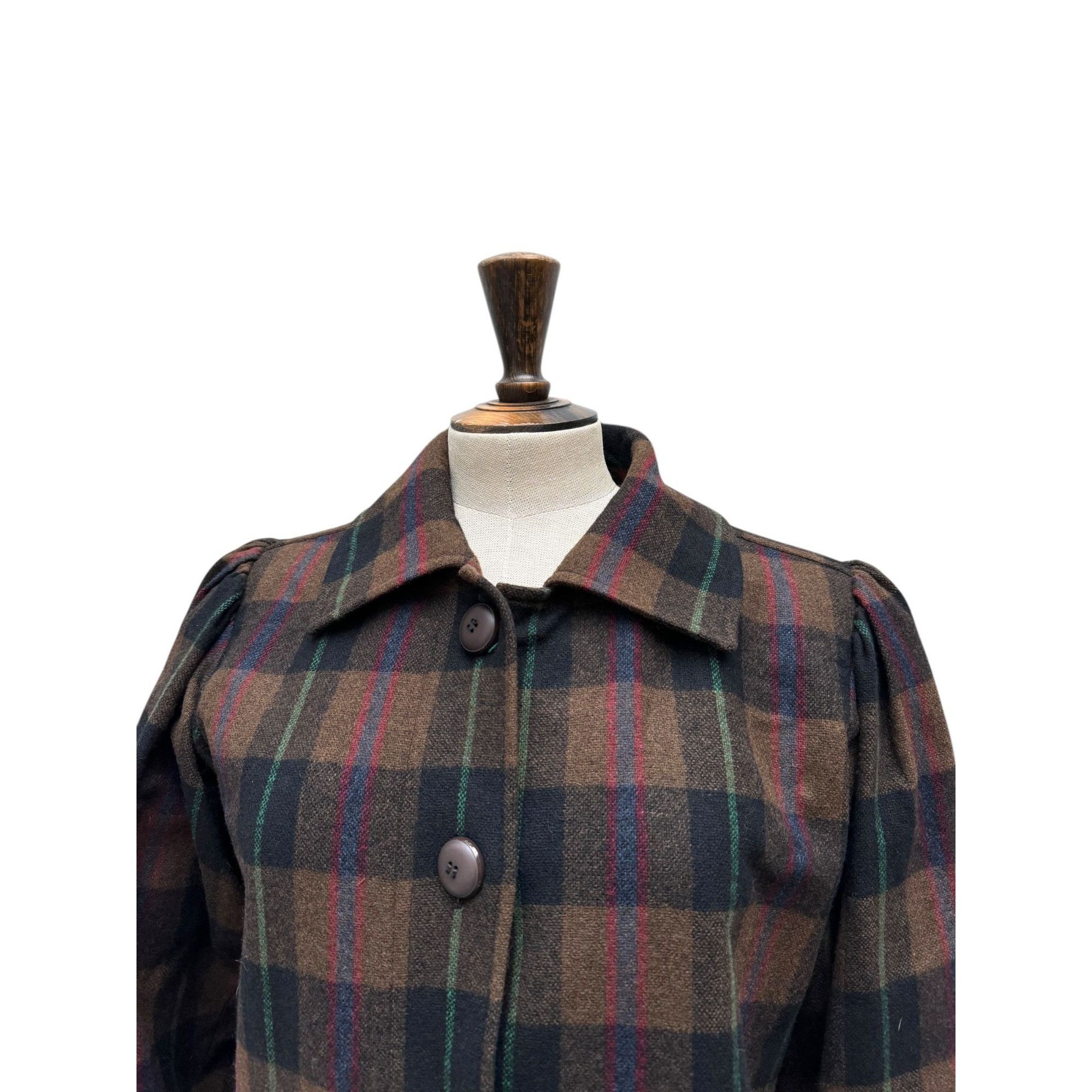Yves Saint Laurent FW 1976 Brown & Black Checkered Plaid Wool Coat Size M / US 6-8 / IT 42-44 - 3 Thumbnail