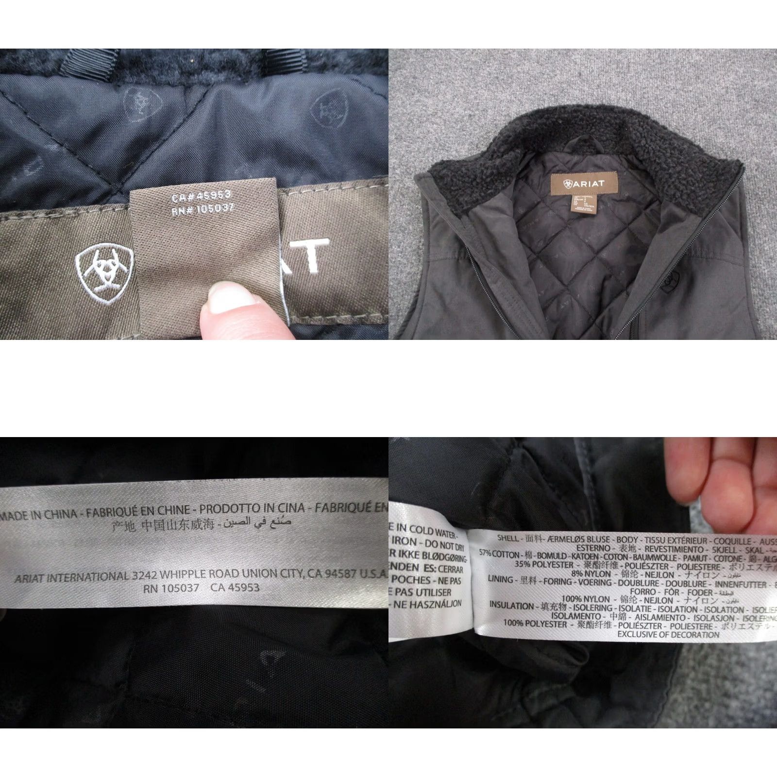Ariat Ariat Vest Jacket Mens S Gray Puffer Quilted Lined Lightweight Windproof Pockets Zip Full Zip Outdoor 90s Theme Size US S / EU 44-46 / 1 - 8 Thumbnail