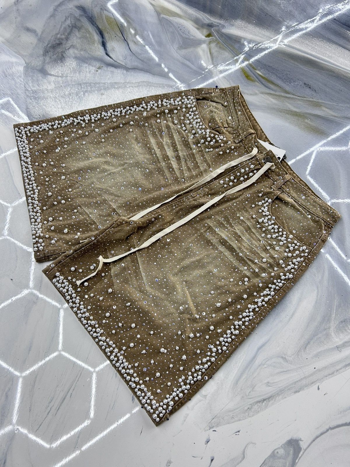 Vale Vale Tan Sandstorm Crystal Jean Shorts Size 36 Size US 36 / EU 52 - 3 Thumbnail