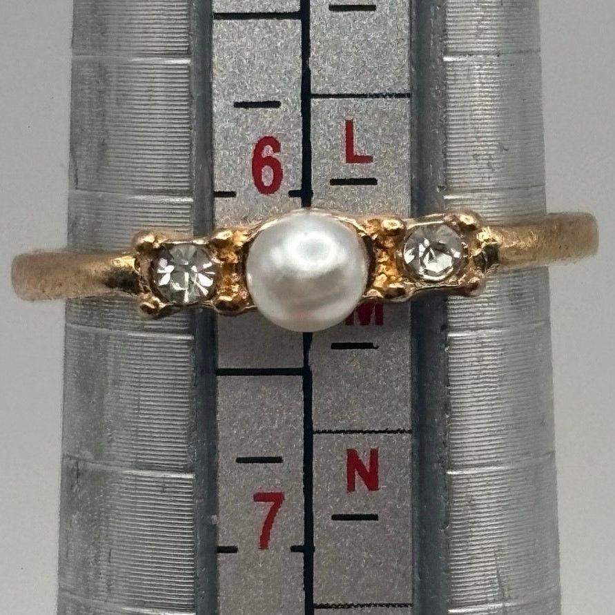 Other Gold Crystal Pearl Ring Size ONE SIZE - 4 Thumbnail