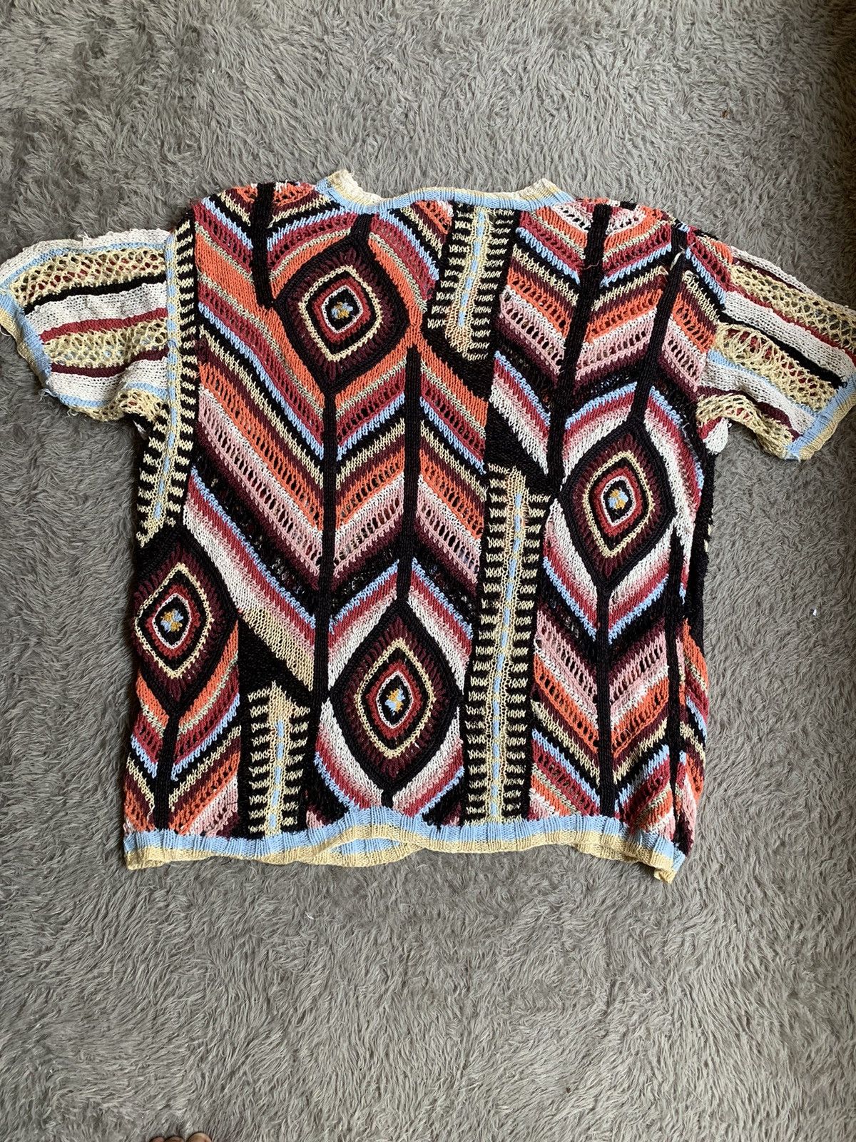 Japanese Brand × Vintage × Yoshiyuki Konishi Vintage 90s Yoshiyuki Konishi Hand Knit Short Sleeve Size US L / EU 52-54 / 3 - 6 Thumbnail