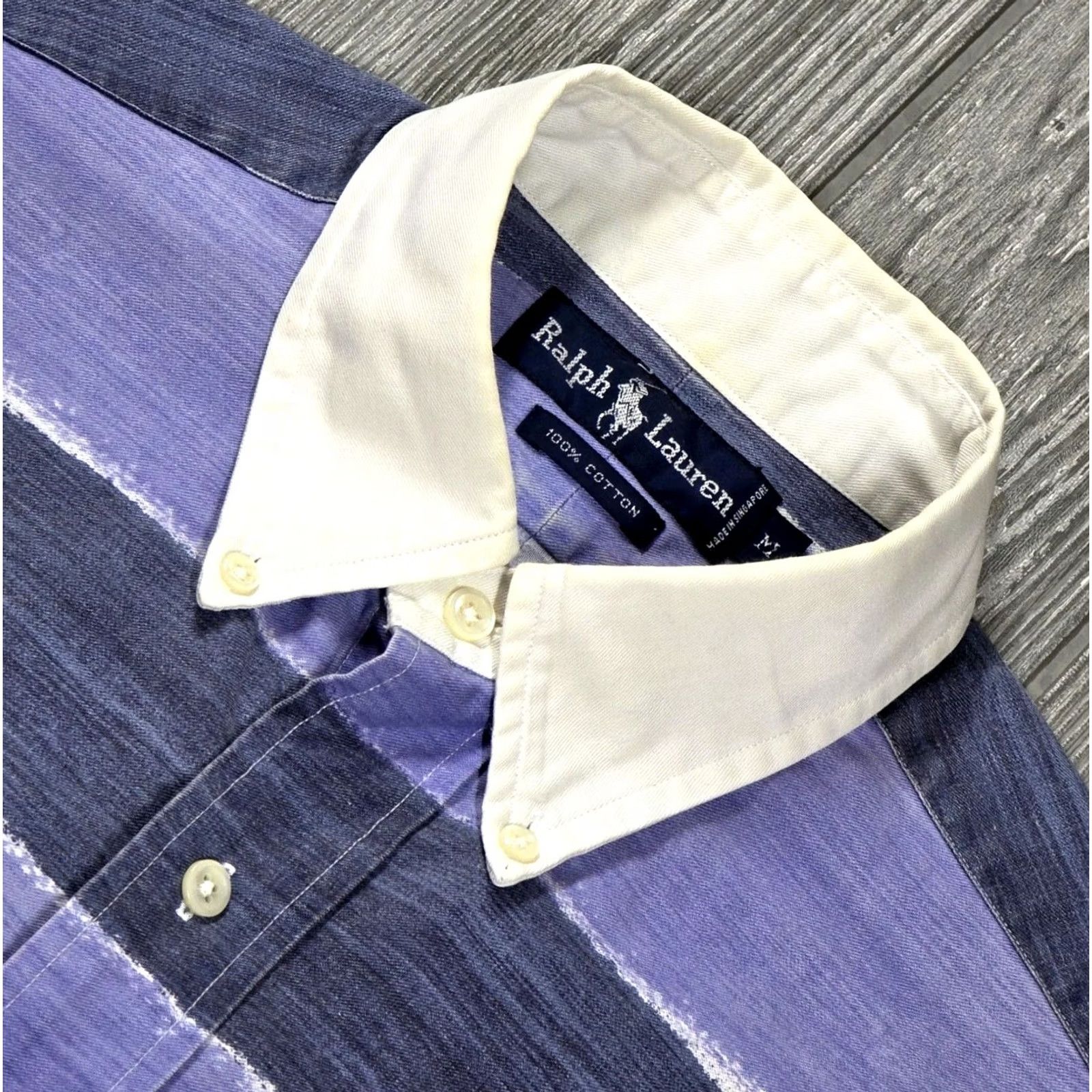 Polo Ralph Lauren VINTAGE Polo Ralph Lauren Rugby STRIPE Shirt Men M Purple Blue Short Sleeve Button-Up Size US M / EU 48-50 / 2 - 3 Thumbnail