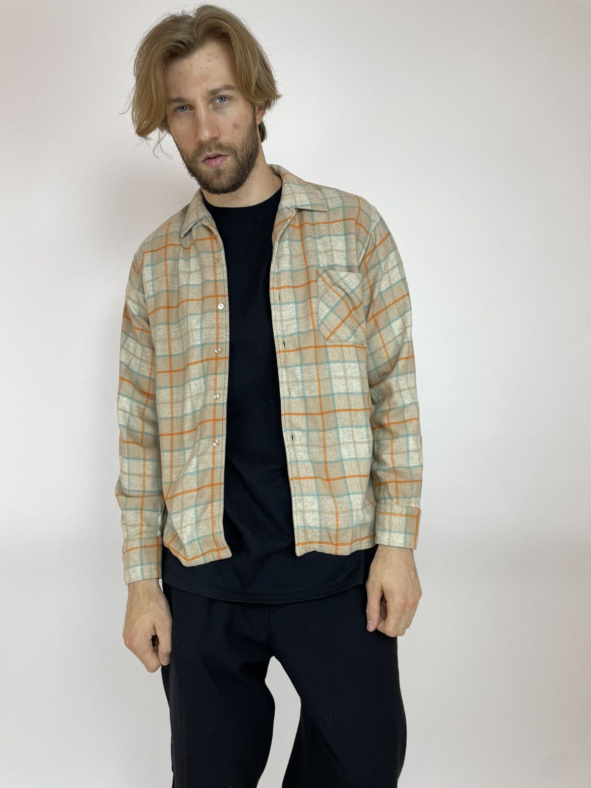 Vintage S. INZERILLO PALERMO Wool Vintage plaid shirt long sleeve Size US M / EU 48-50 / 2 - 9 Thumbnail