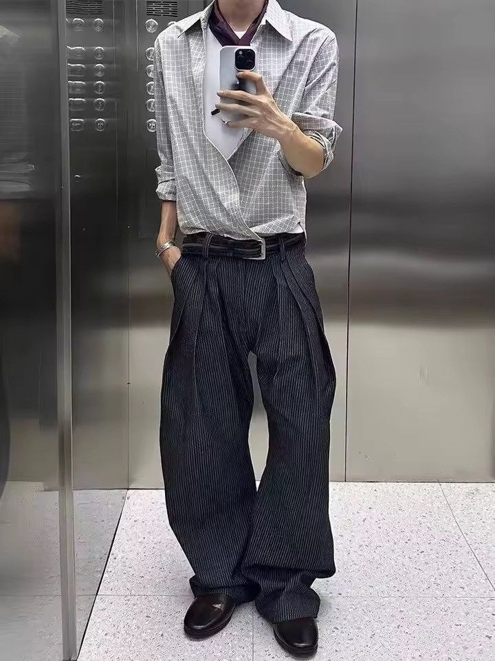 Other Striped Casual Basic Japanese Wide Leg Pants Y2k Size US 30 / EU 46 - 2 Thumbnail
