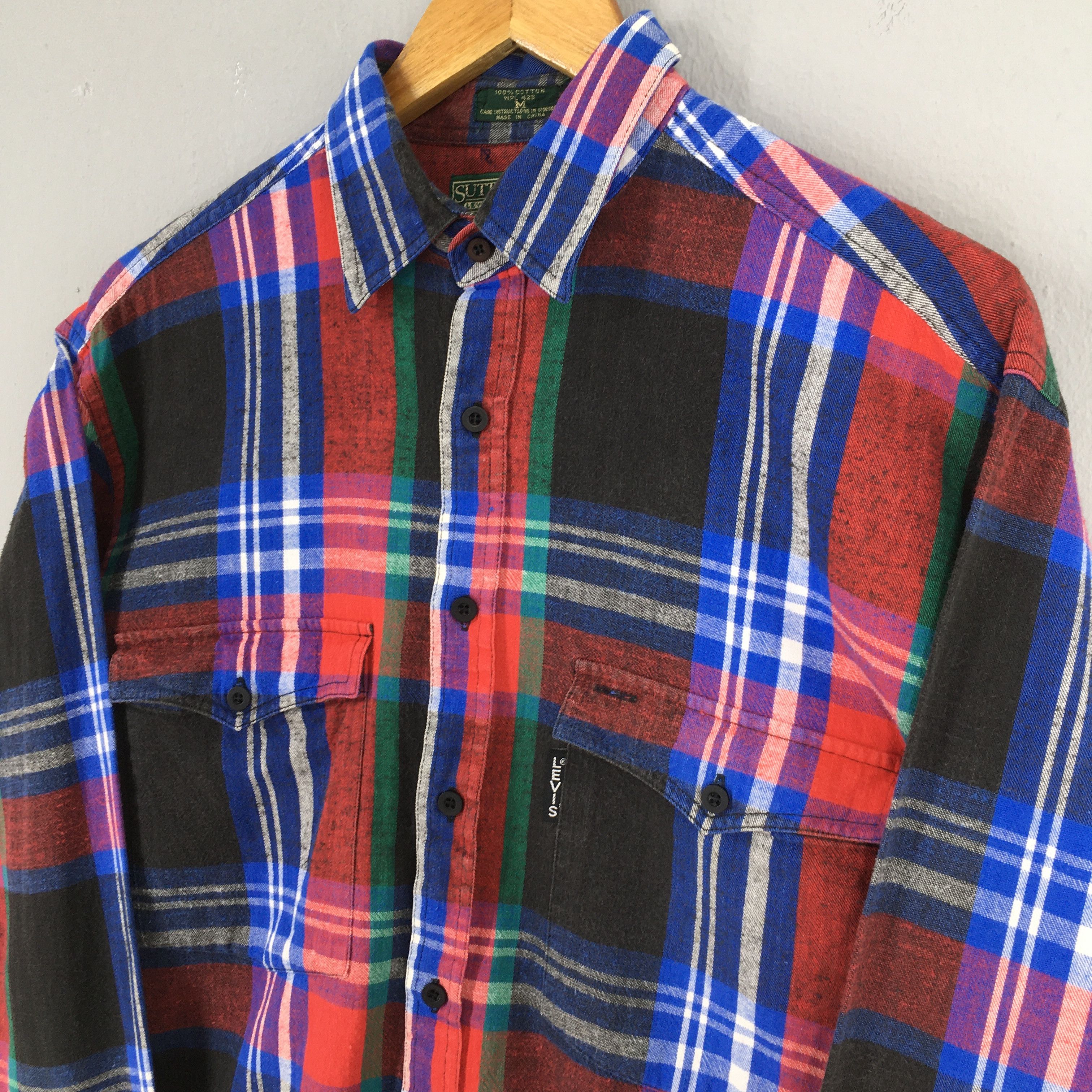Flannel × Levi's × Levi's Vintage Clothing Vintage 90s Levis Strauss Checkered Flannel Shirt Medium Size US M / EU 48-50 / 2 - 3 Thumbnail