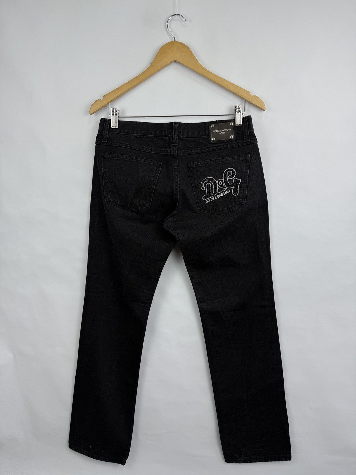 Dolce & Gabbana 🇮🇹 Vtg 90s Dolce Gabbana Italia Rhinestone Embellished Jeans Size 29" - 8 Thumbnail