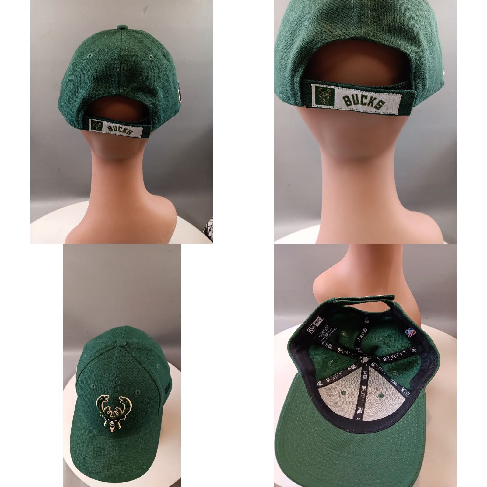 New Era New Era Milwaukee Bucks 9Forty Green Hat Men Adjustable Buck Logo NBA Playoff Patch Size ONE SIZE - 8 Thumbnail