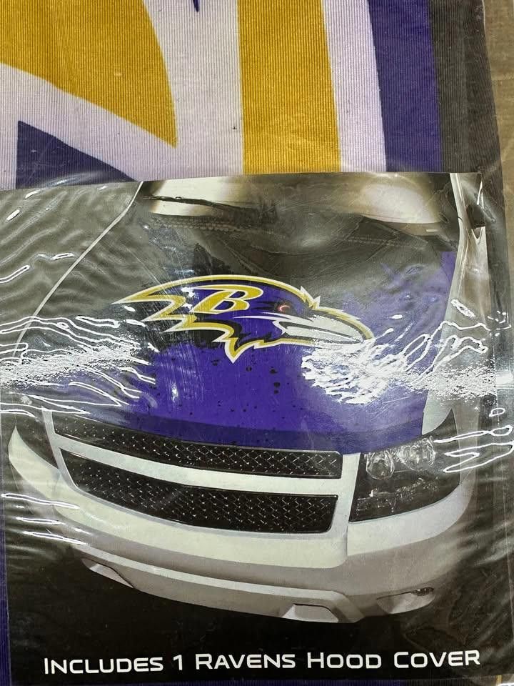 Designer Baltimore Raven Auto Hood Cover Size ONE SIZE - 2 Thumbnail