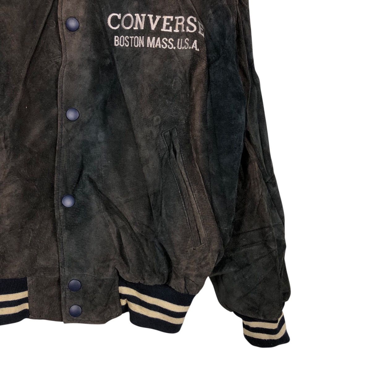 Japanese Brand Vintage Bomber Leather Jacket Converse All Star Boston Mass Size US M / EU 48-50 / 2 - 7 Thumbnail