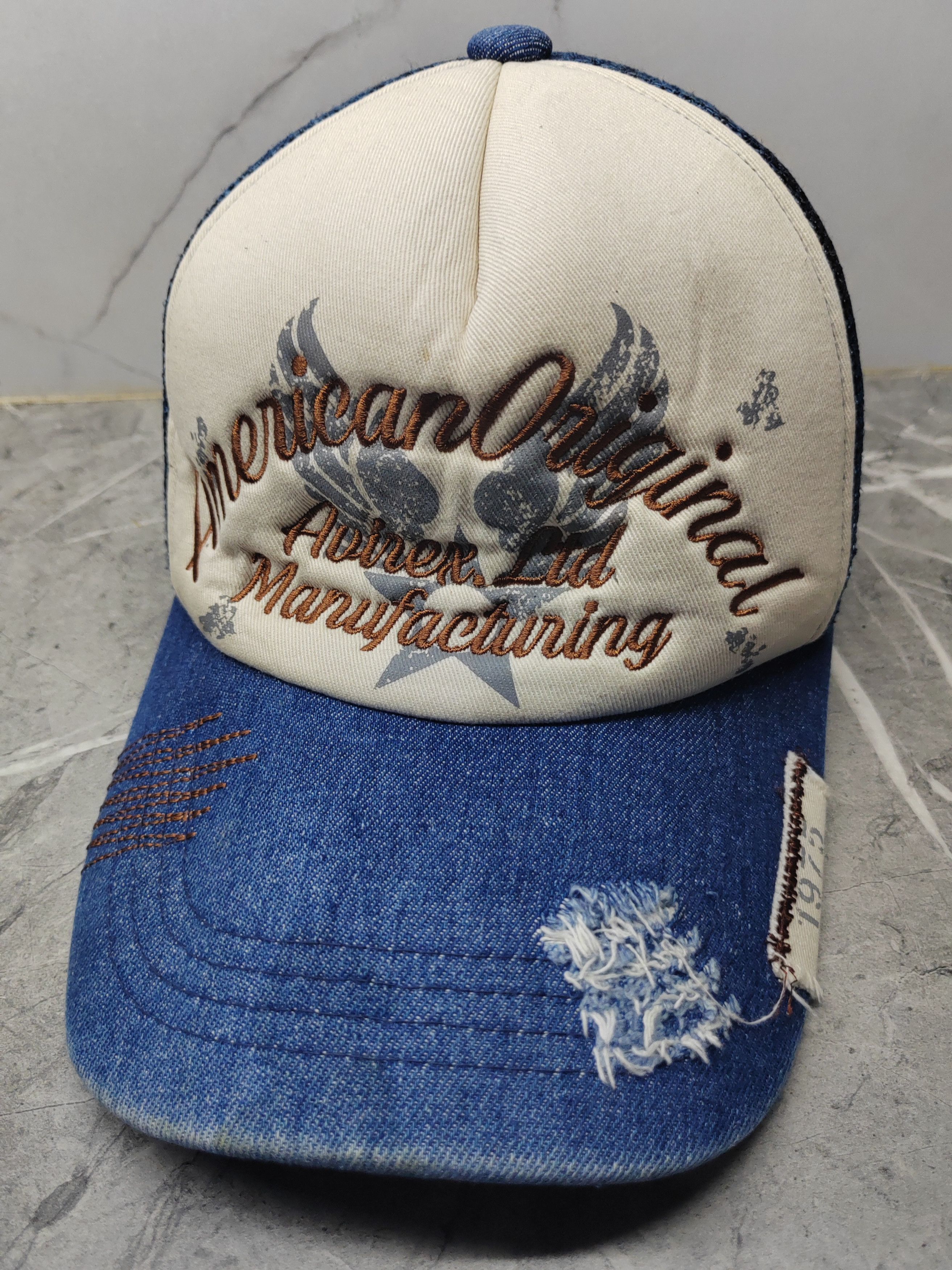 Avirex Vintage Avirex Denim DIstressed Style Trucker Cap Hat Size ONE SIZE - 1 Thumbnail