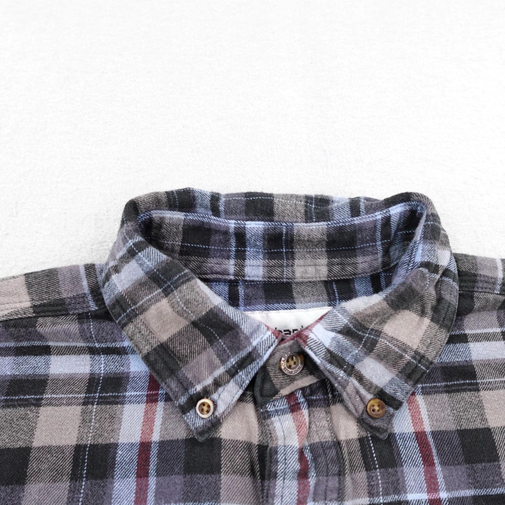 Carhartt Carhartt Shirt Mens Large Blue Gray Black Plaid Flannel Distressed Button Up Size US L / EU 52-54 / 3 - 2 Thumbnail