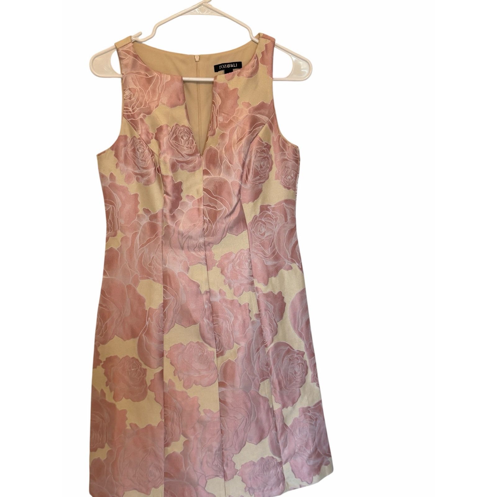 Other Pink Cream V-Neck Sleeveless Formal Pocketed Midi Dress Size XS / US 0-2 / IT 36-38 - 4 Thumbnail