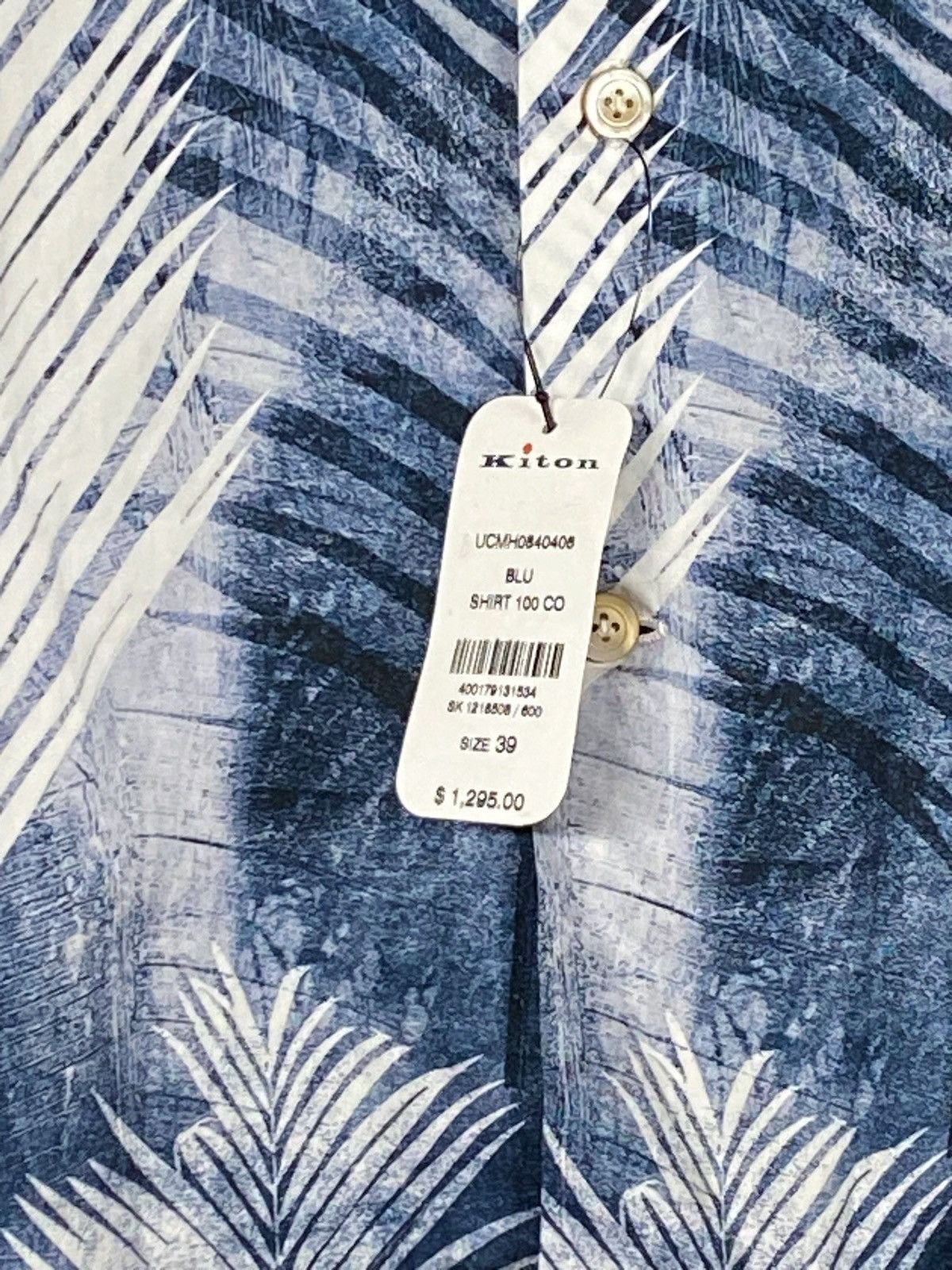 Kiton Kiton Palm Tree Print Button-Up Shirt size 39/15.5 Size US M / EU 48-50 / 2 - 8 Thumbnail