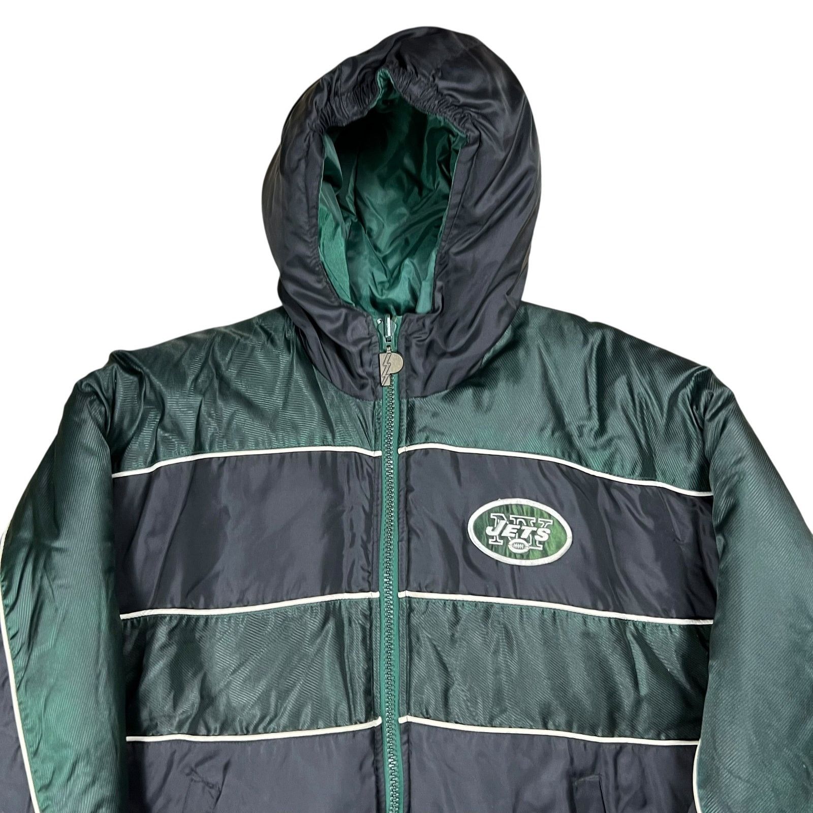 NFL × Pro Player × Vintage Vintage 90s Pro Player New York Jets zip up puffer jacket Size US M / EU 48-50 / 2 - 2 Thumbnail