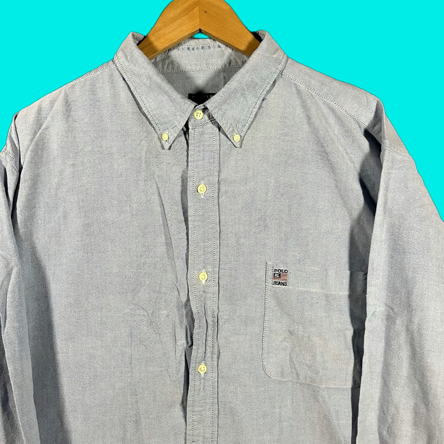 Vintage VINTAGE Polo Jeans Co Ralph Lauren Oxford Shirt Blue Mens XL Chambray Button-Down Slim/Classic Embroidered Button-Up Size US XL / EU 56 / 4 - 1 Thumbnail