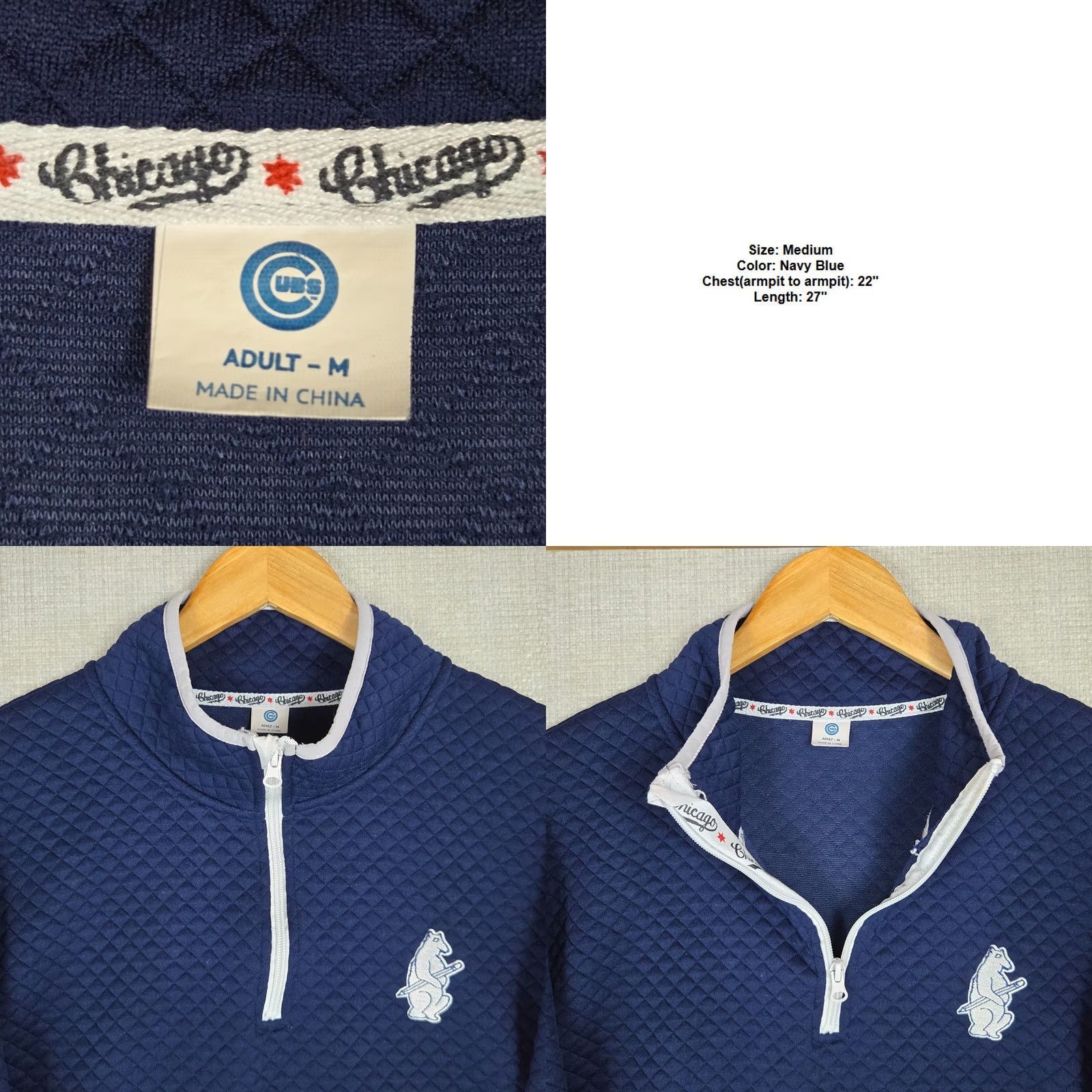 Logo 7 CHICAGO CUBS Windbreaker Pullover 1/4 Zip Teacher Logo Mens Medium NFC Blue Quilted Moistu re Wicking Breathable Polyester Size US M / EU 48-50 / 2 - 8 Thumbnail