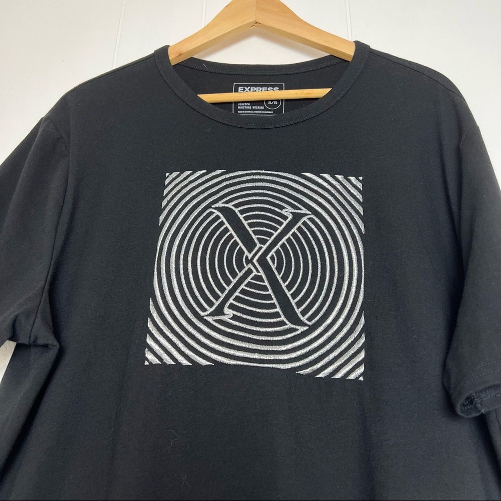 Express Express Black Silver Embroidered X Logo Graphic Tee Men XL Size US XL / EU 56 / 4 - 6 Thumbnail