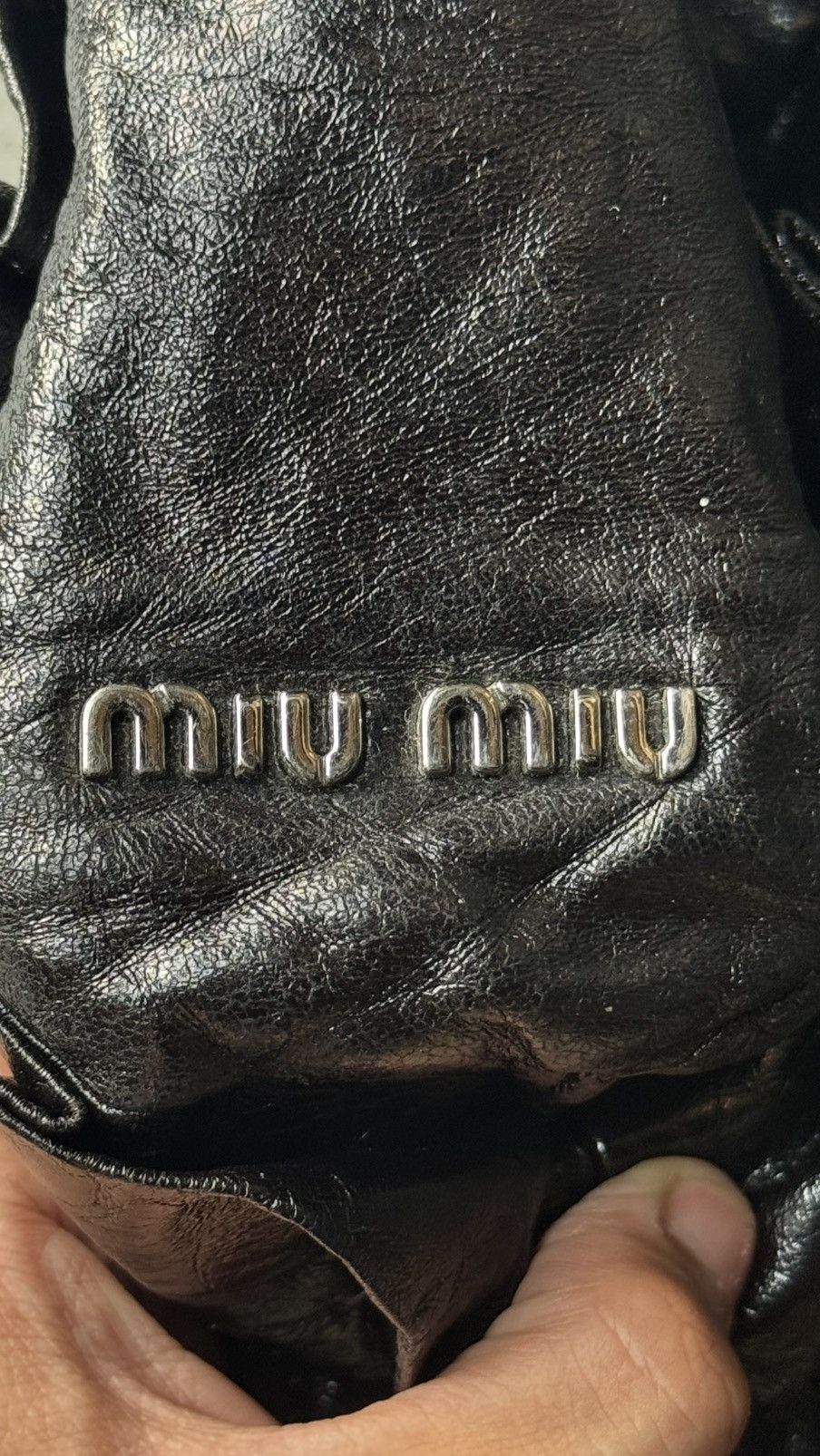 Miu Miu MIU MIU Black Leather Vitello Lux Pleated Size ONE SIZE - 7 Thumbnail