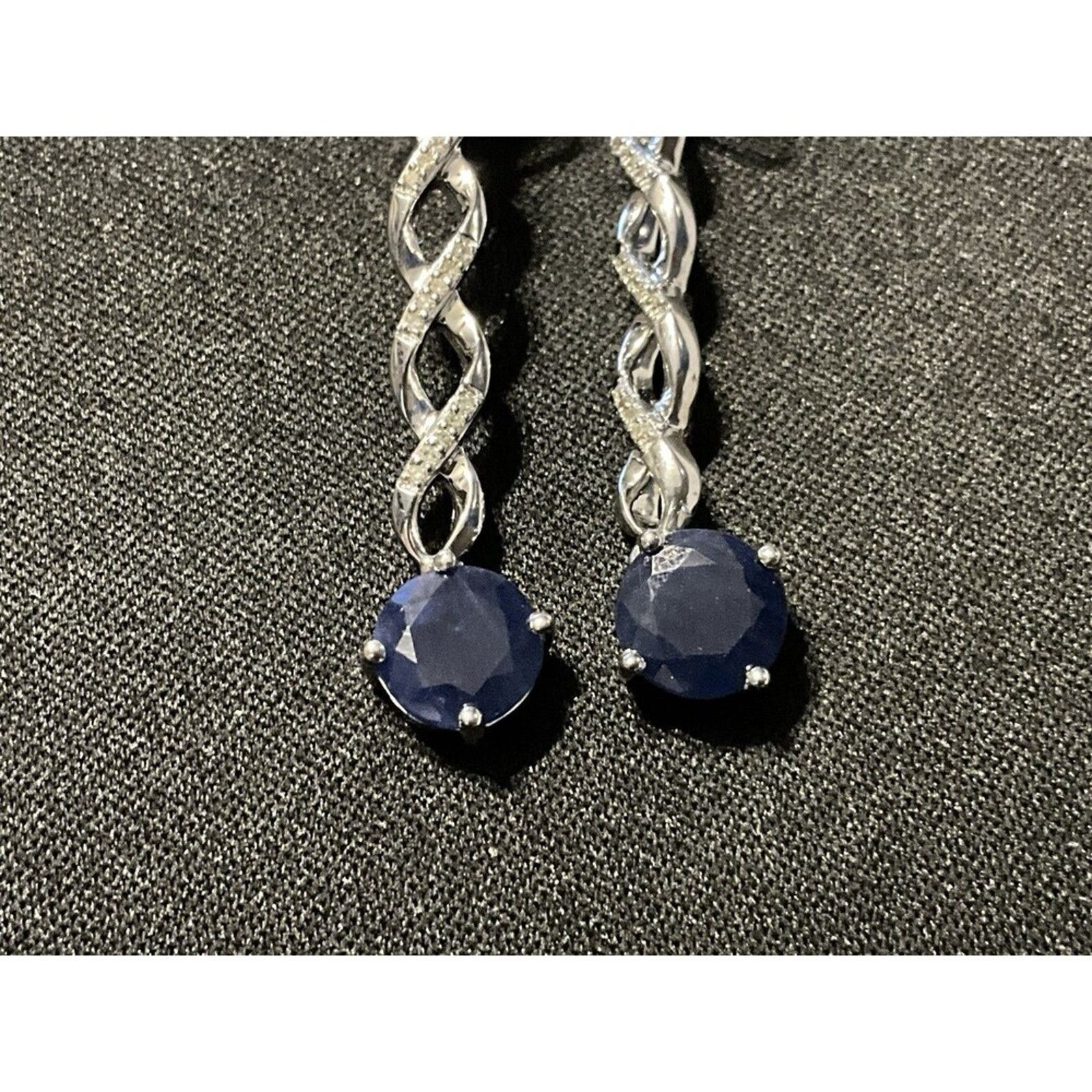 Other 925 WDC Diamond & Sapphire Dangle Post Earrings Size ONE SIZE - 2 Thumbnail