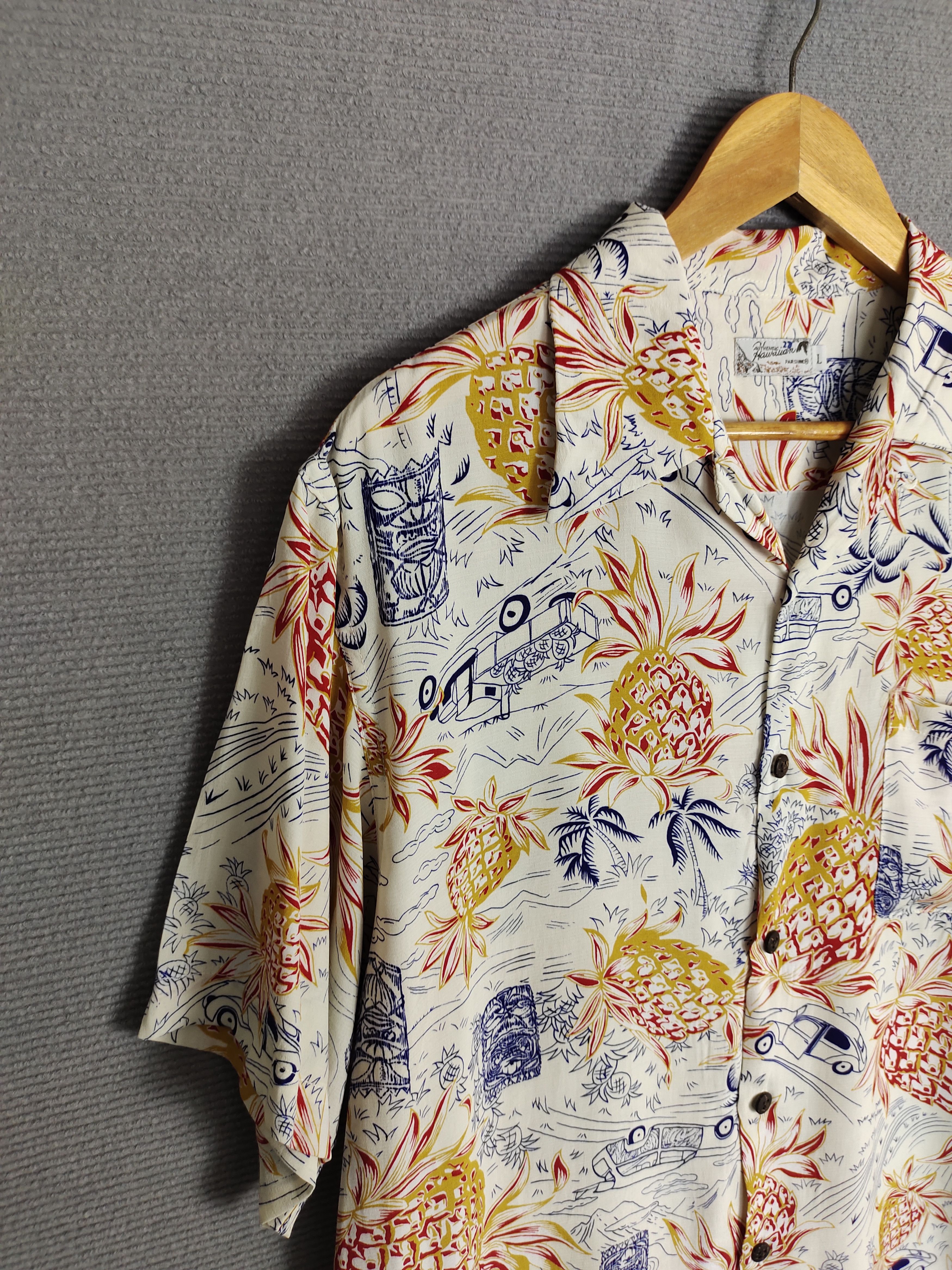 Sun Surf Japanese Hawaiian Pair Shine Pineapple Rayon Crepe Shirt Size US L / EU 52-54 / 3 - 3 Thumbnail