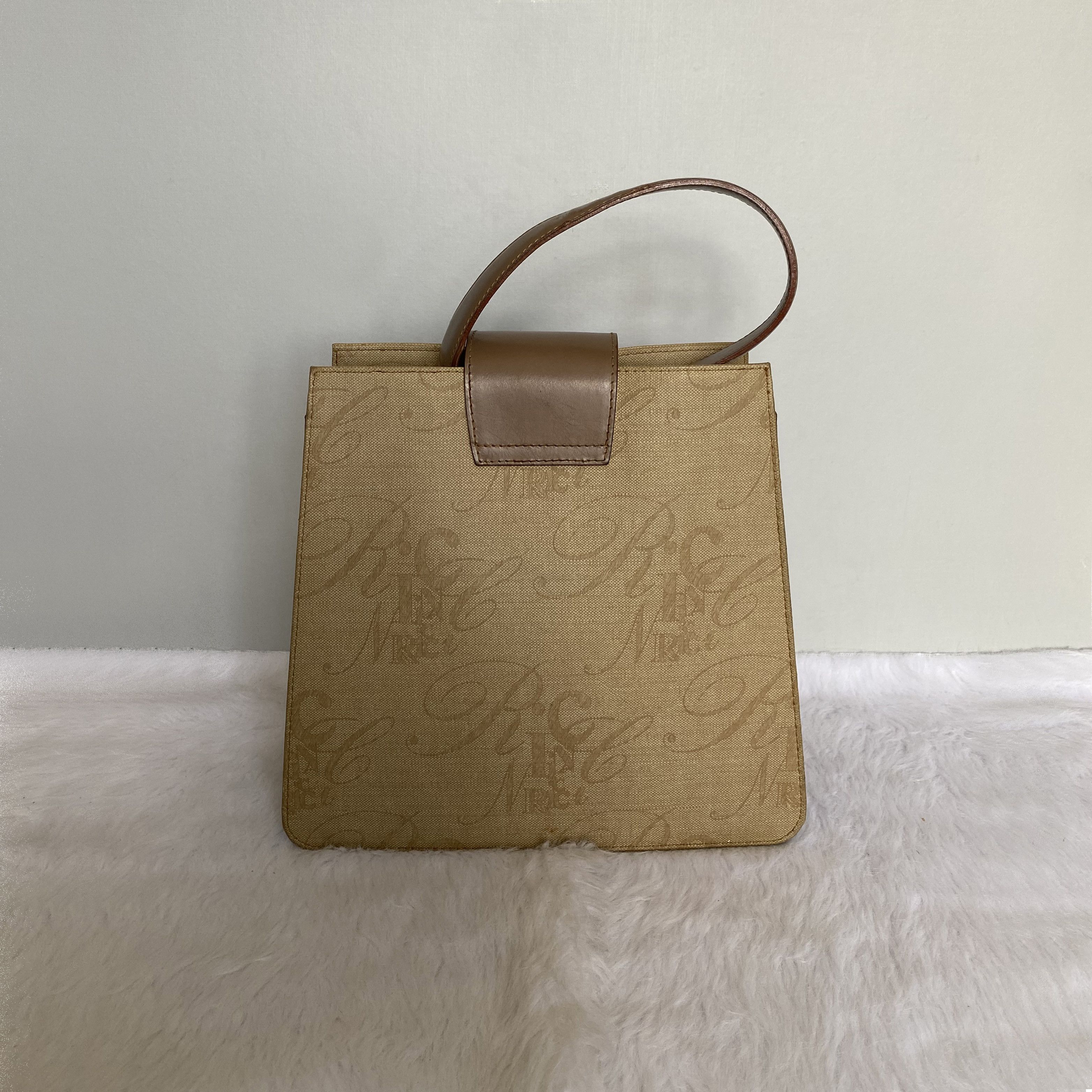 Nina Ricci × Vintage NINA RICCI Vintage Beige Brown Monogrammed Handbag Size ONE SIZE - 4 Thumbnail