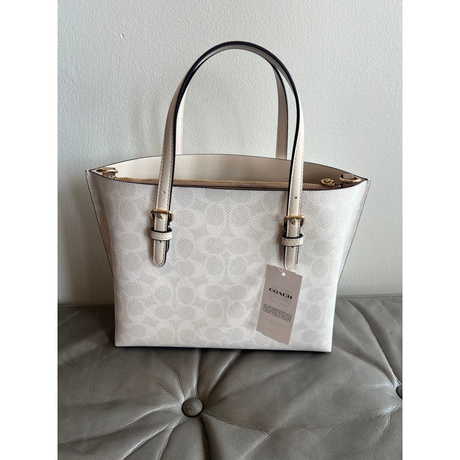 Coach Coach CV965 Mollie Tote Bag 25 In Signature Canvas IN Chalk Size ONE SIZE - 2 Thumbnail