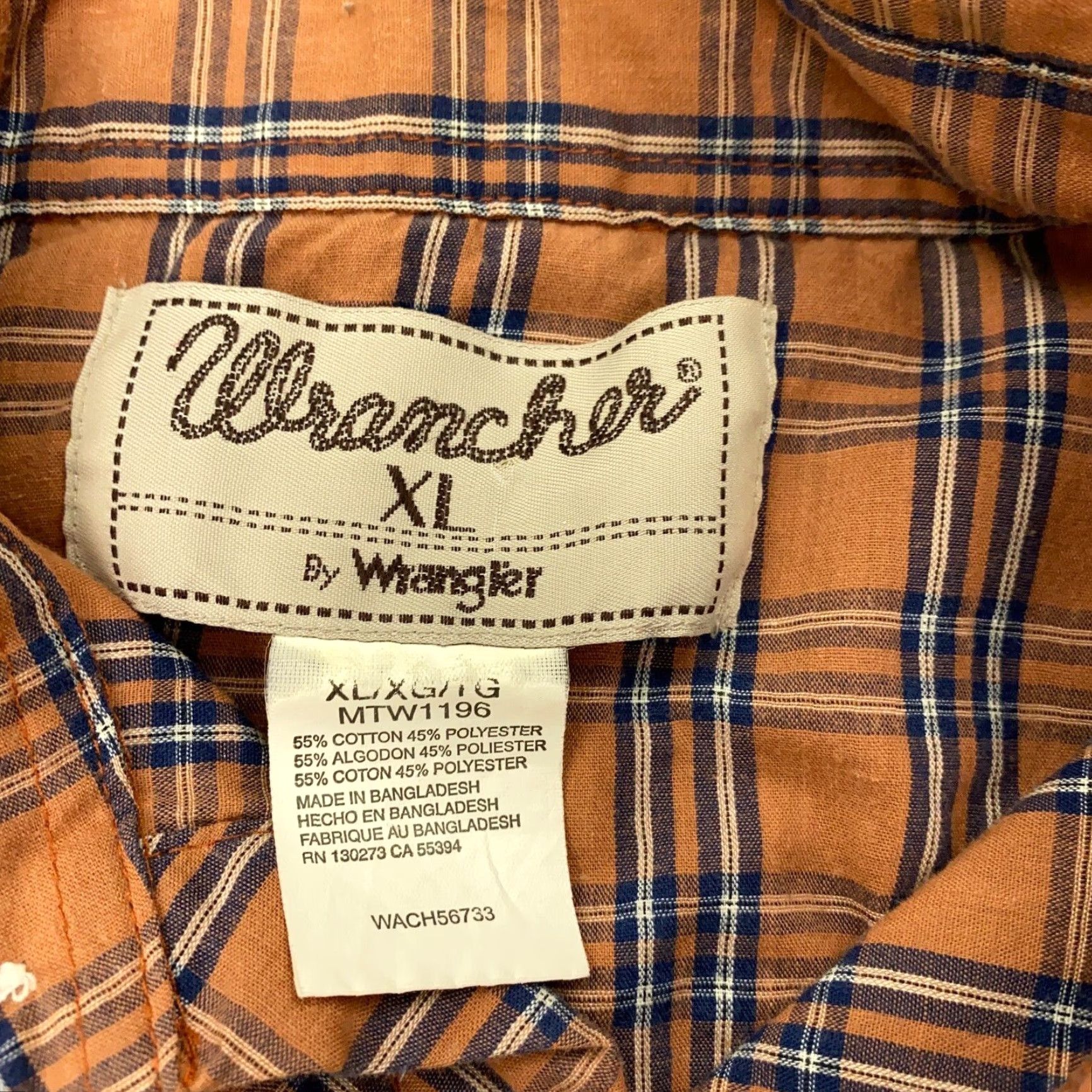 Wrangler Wrangler Wrancher Mens Shirt XL Plaid Pearl Snap Pockets Western Long Sleeve Size US XL / EU 56 / 4 - 7 Thumbnail