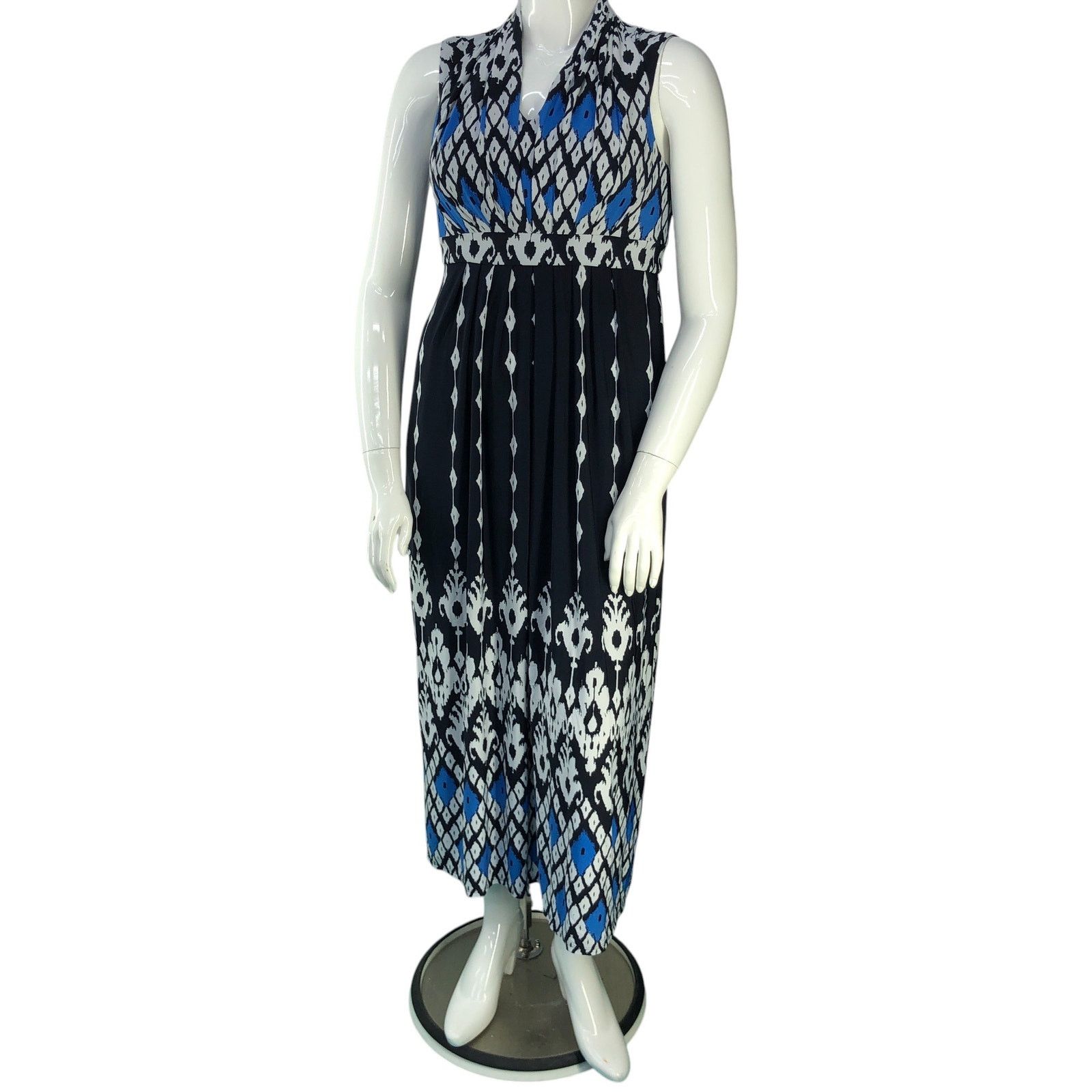 Chicos Chicos Size 1 US 8 Dress Maxi Sleeveless Ikat Stretch Blue Size M / US 6-8 / IT 42-44 - 1 Thumbnail