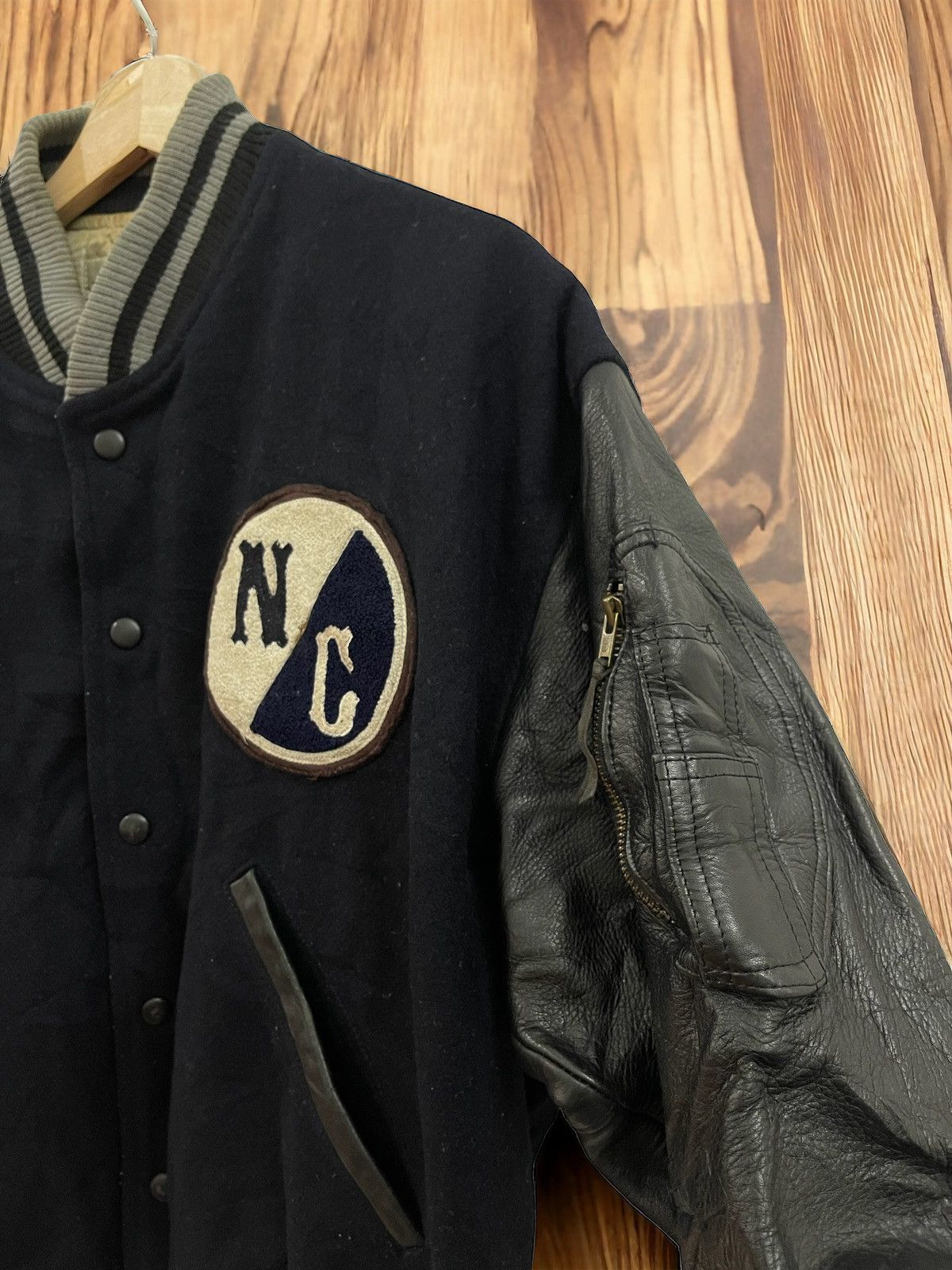 Matsuda × Nicole Club × Vintage Vintage Nicole Club Leather Wool Varsity Jacket Size US L / EU 52-54 / 3 - 4 Thumbnail
